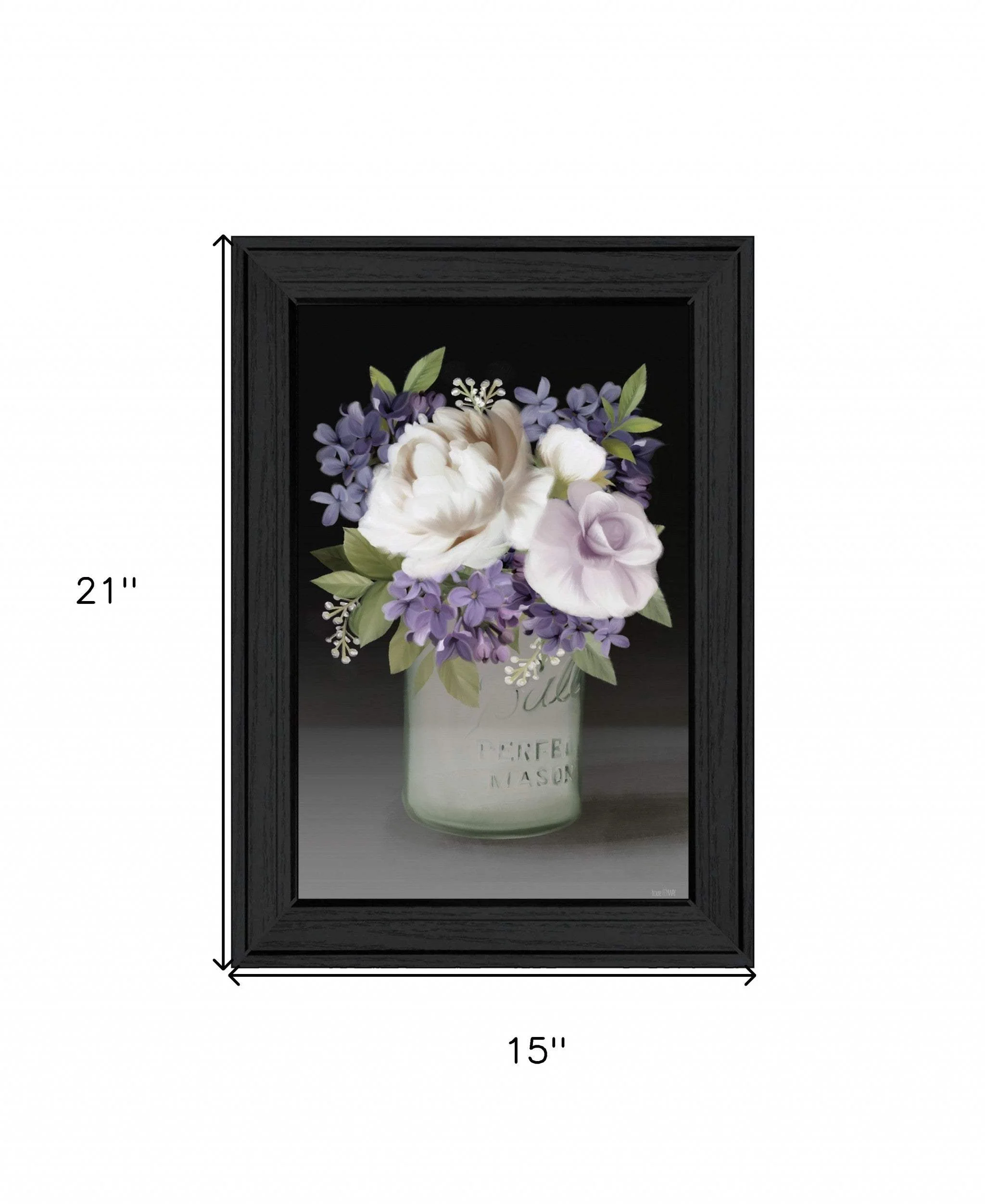 Lilac Mason Jar Floral 3 Black Framed Print Wall Art - Image 5