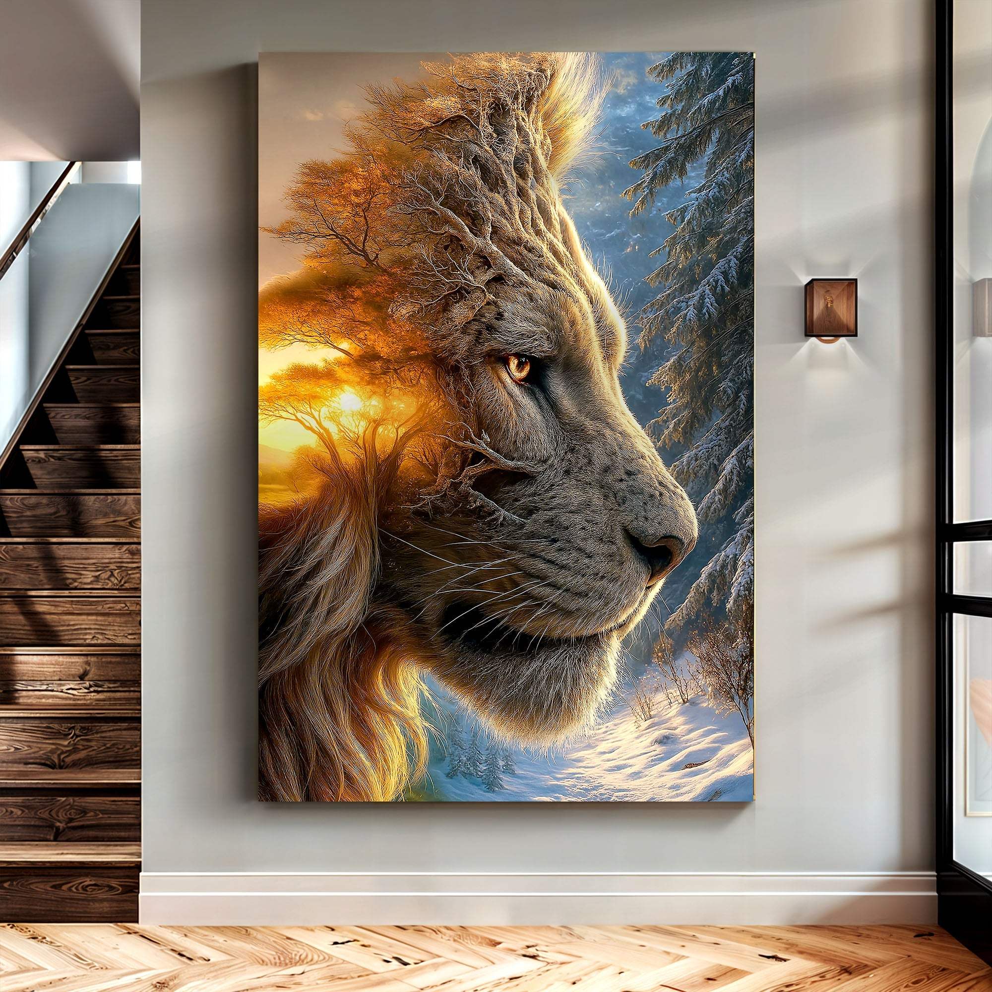 Lion Winter Summer Surrealism Wall Art - Image 2
