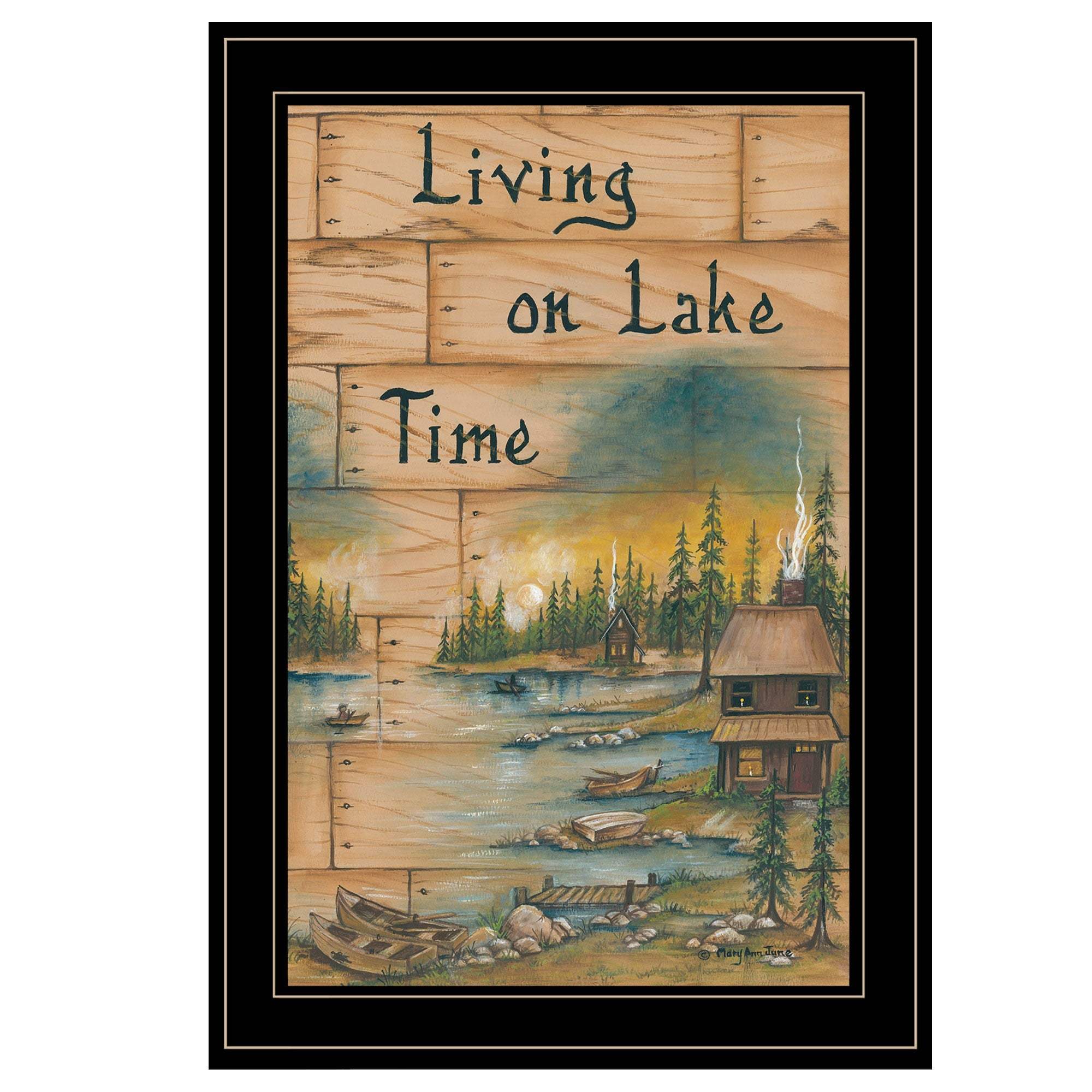 Living On The Lake 2 Black Framed Print Wall Art - Image 2