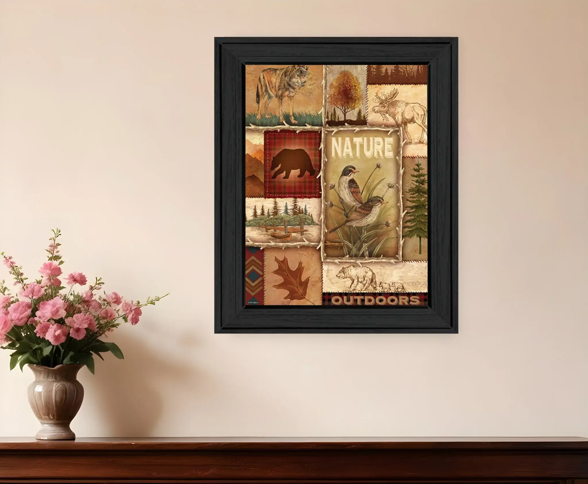 Lodge Collage II Black Framed Print Wall Art
