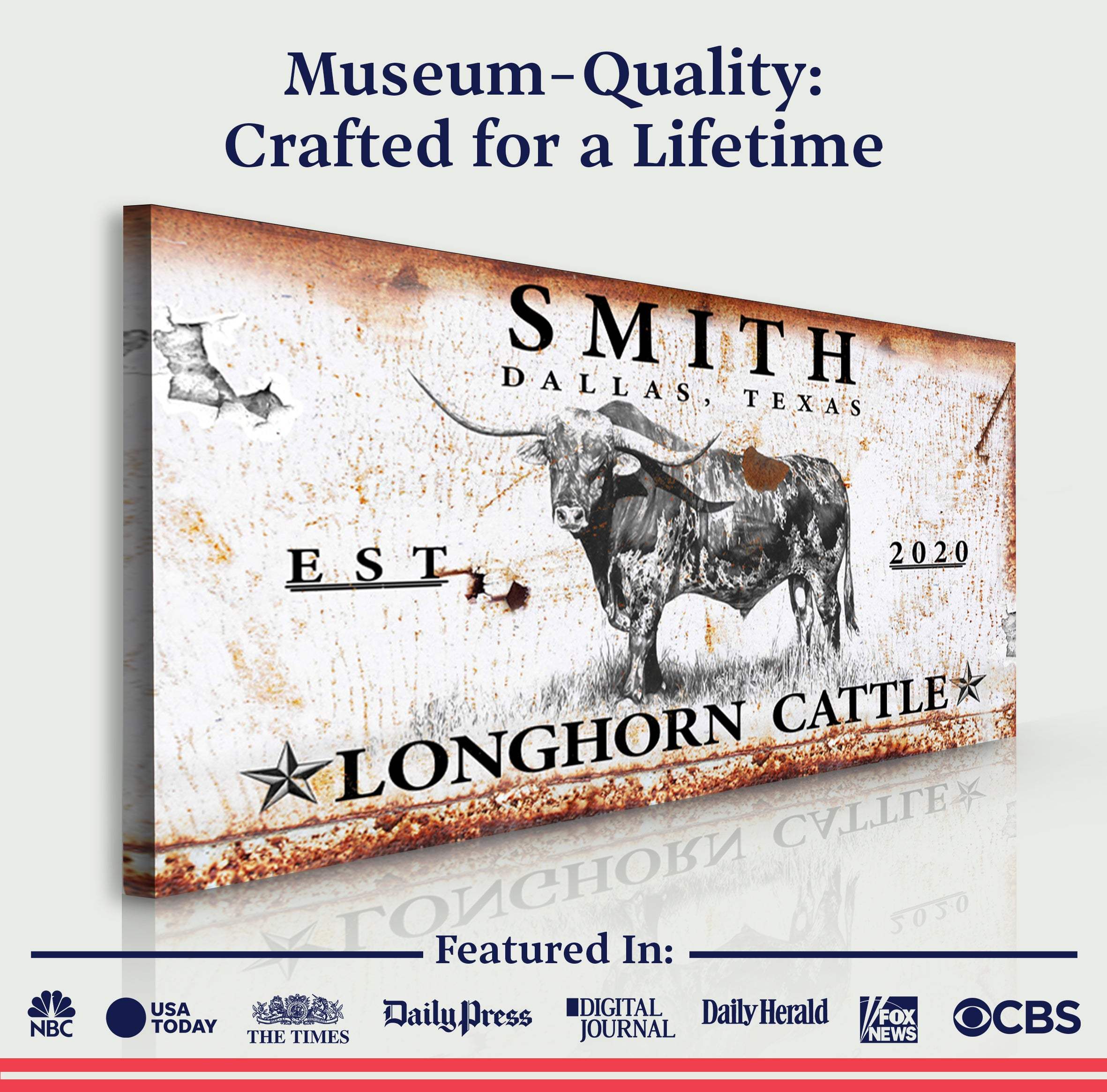 Longhorn Rustic Cattle Sign III - Image 3