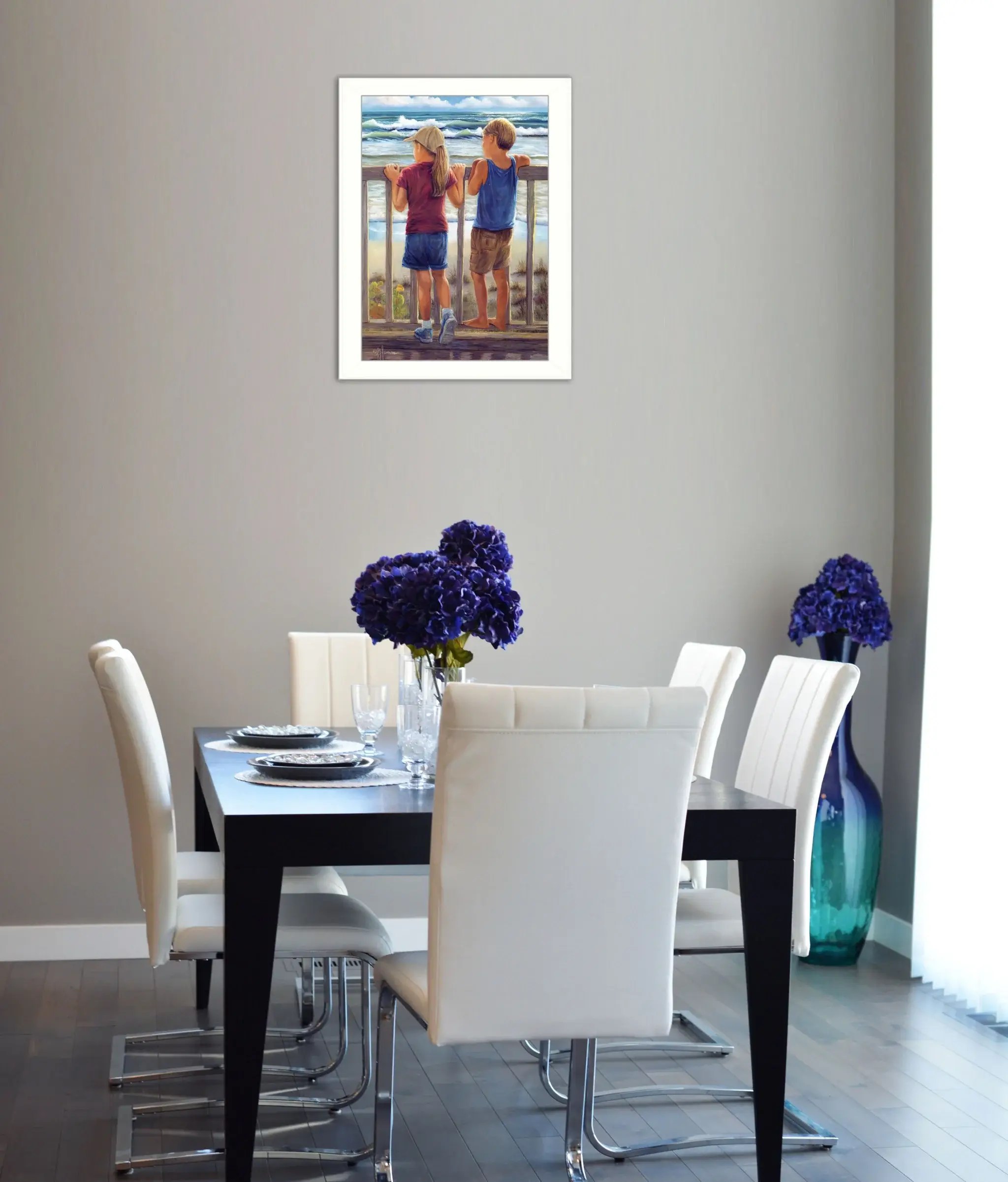 Looking Over the Rail White Framed Print Wall Art - Image 4