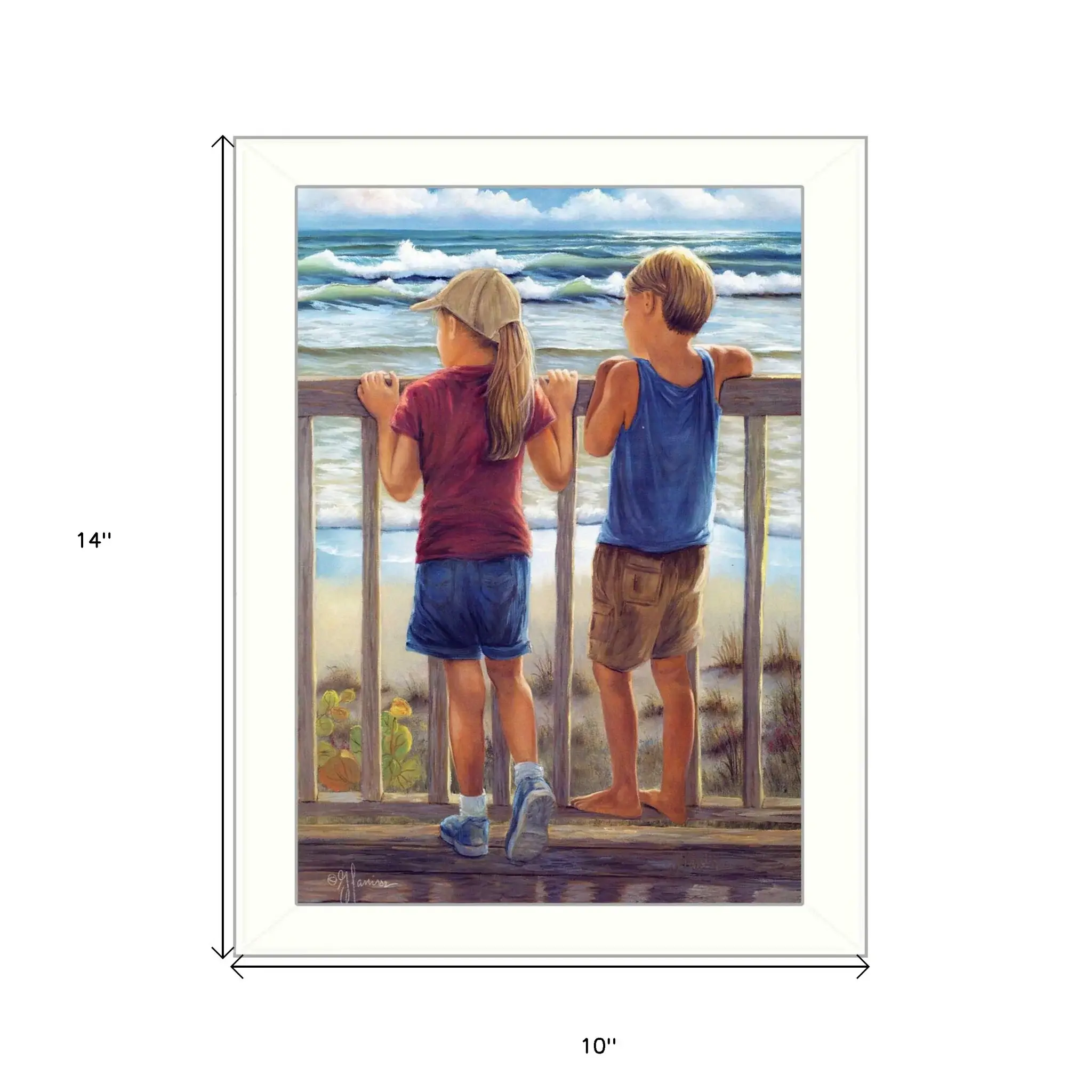 Looking Over the Rail White Framed Print Wall Art - Image 5