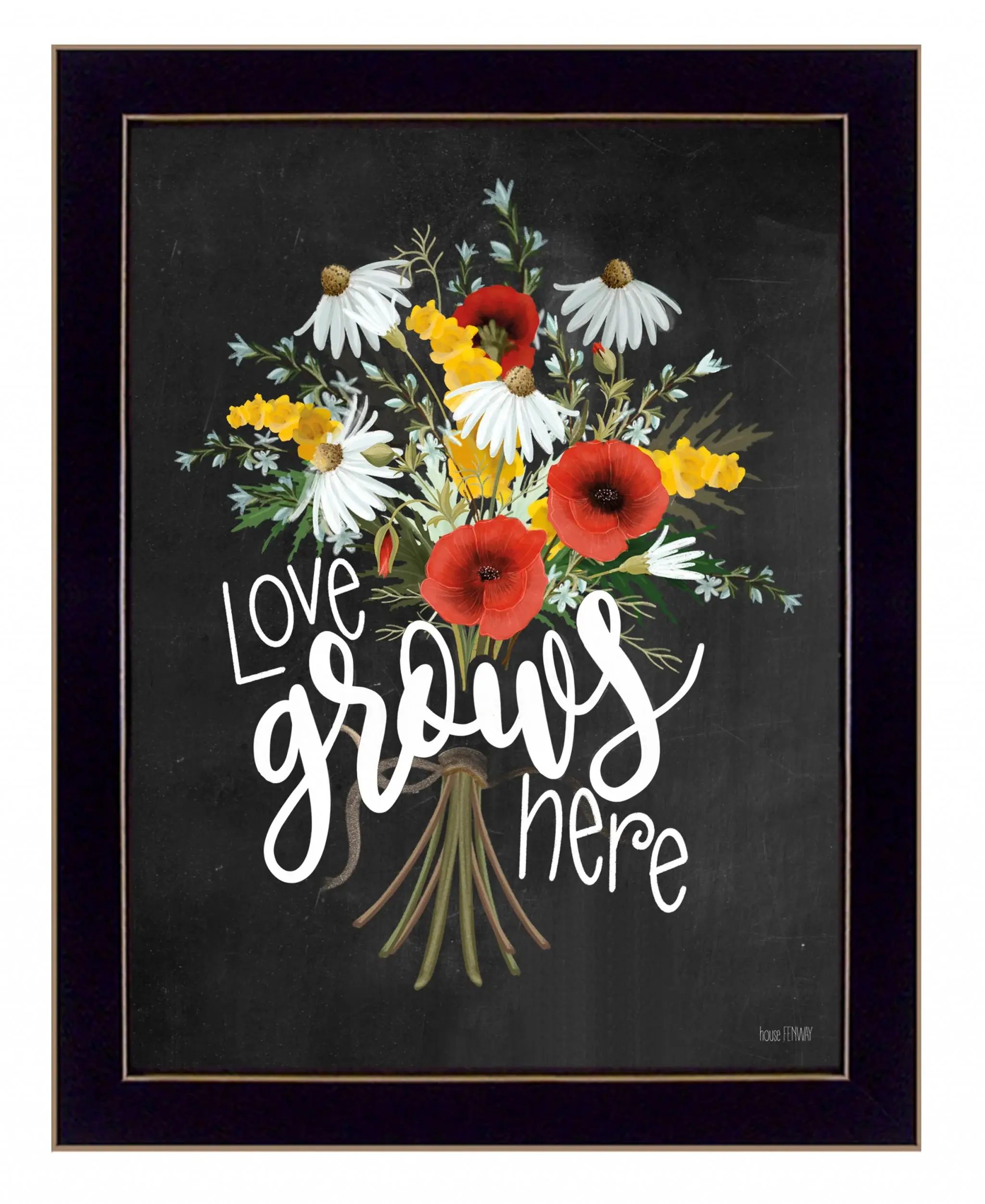 Love Grows Here 1 Black Framed Print Wall Art - Image 2
