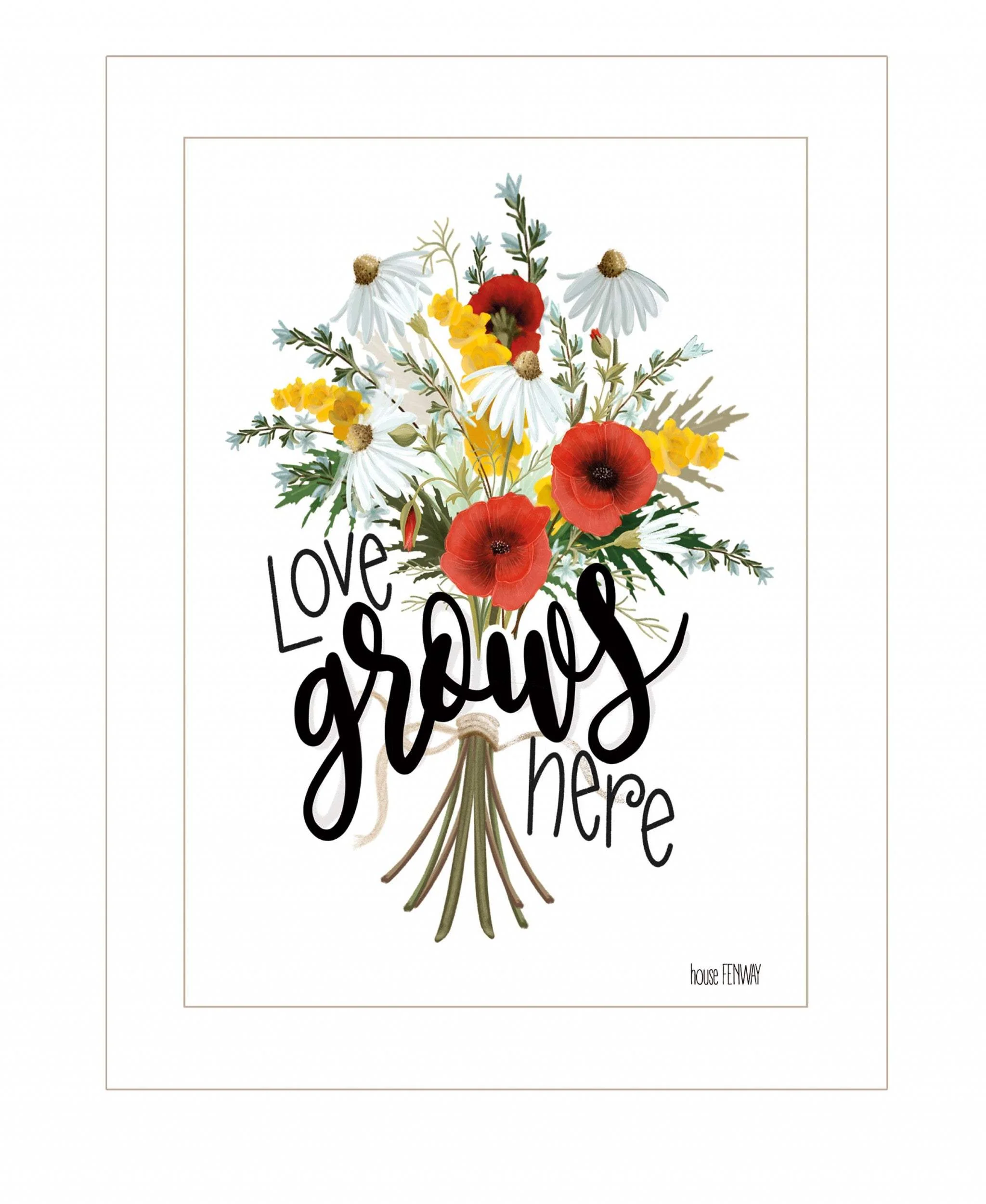 Love Grows Here 2 White Framed Print Wall Art - Image 2