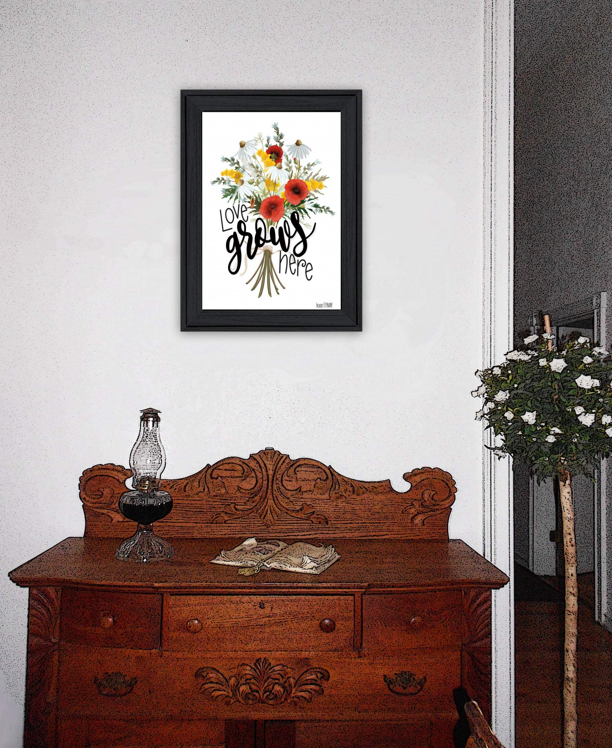 Love Grows Here 4 Black Framed Print Wall Art - Image 4