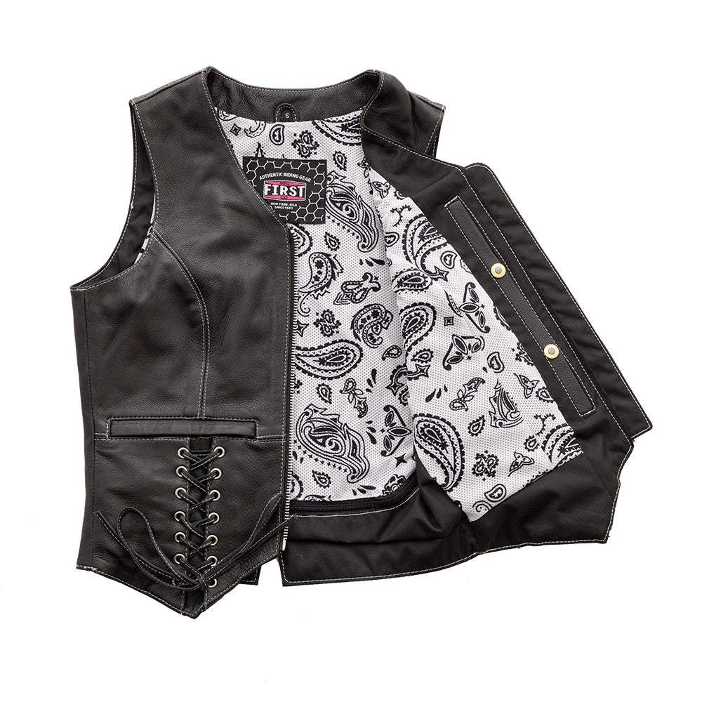 Love Lace Women's Motorcycle Leather Vest - Image 5