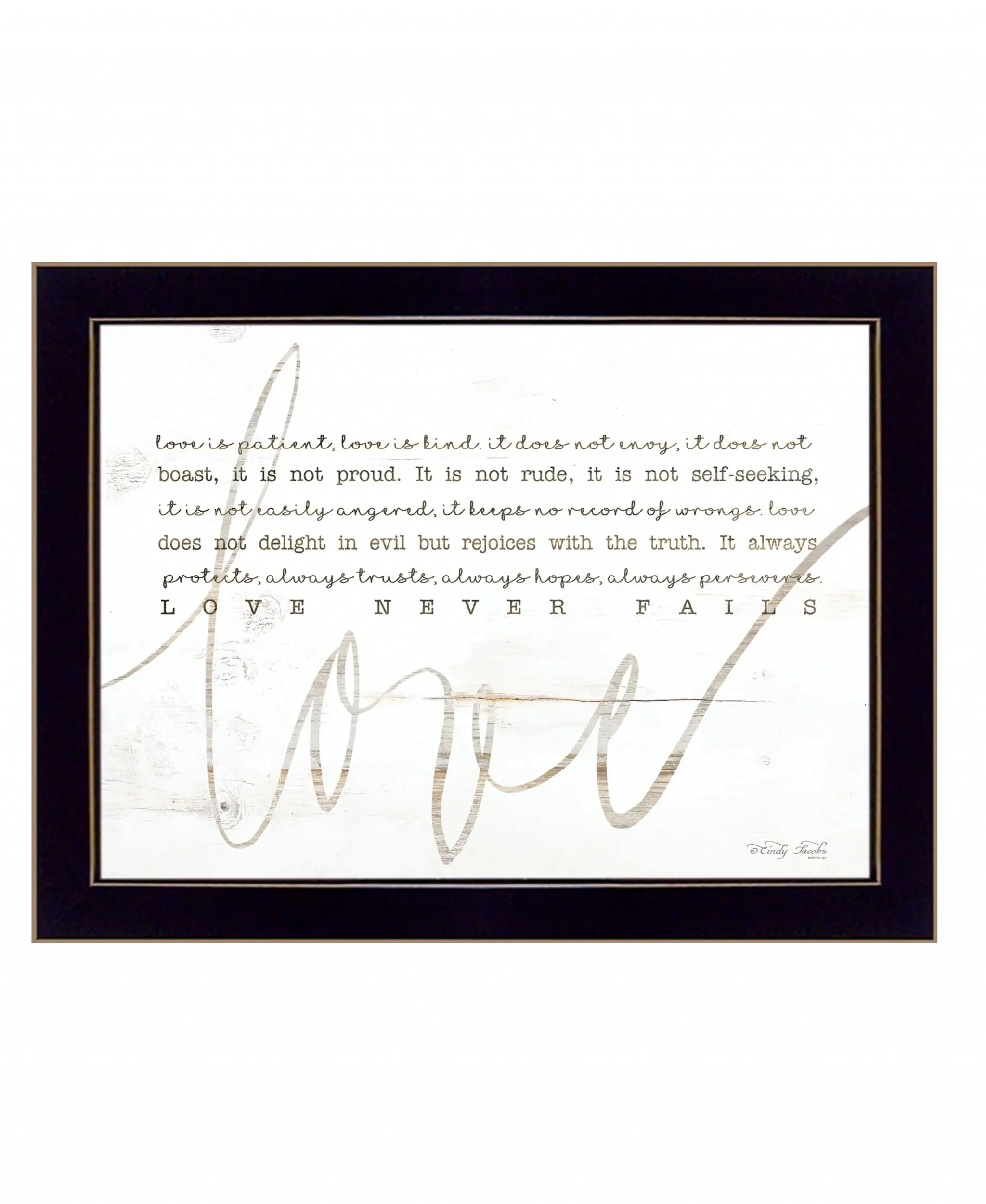 Love Never Fails 1 Black Framed Print Wall Art - Image 2