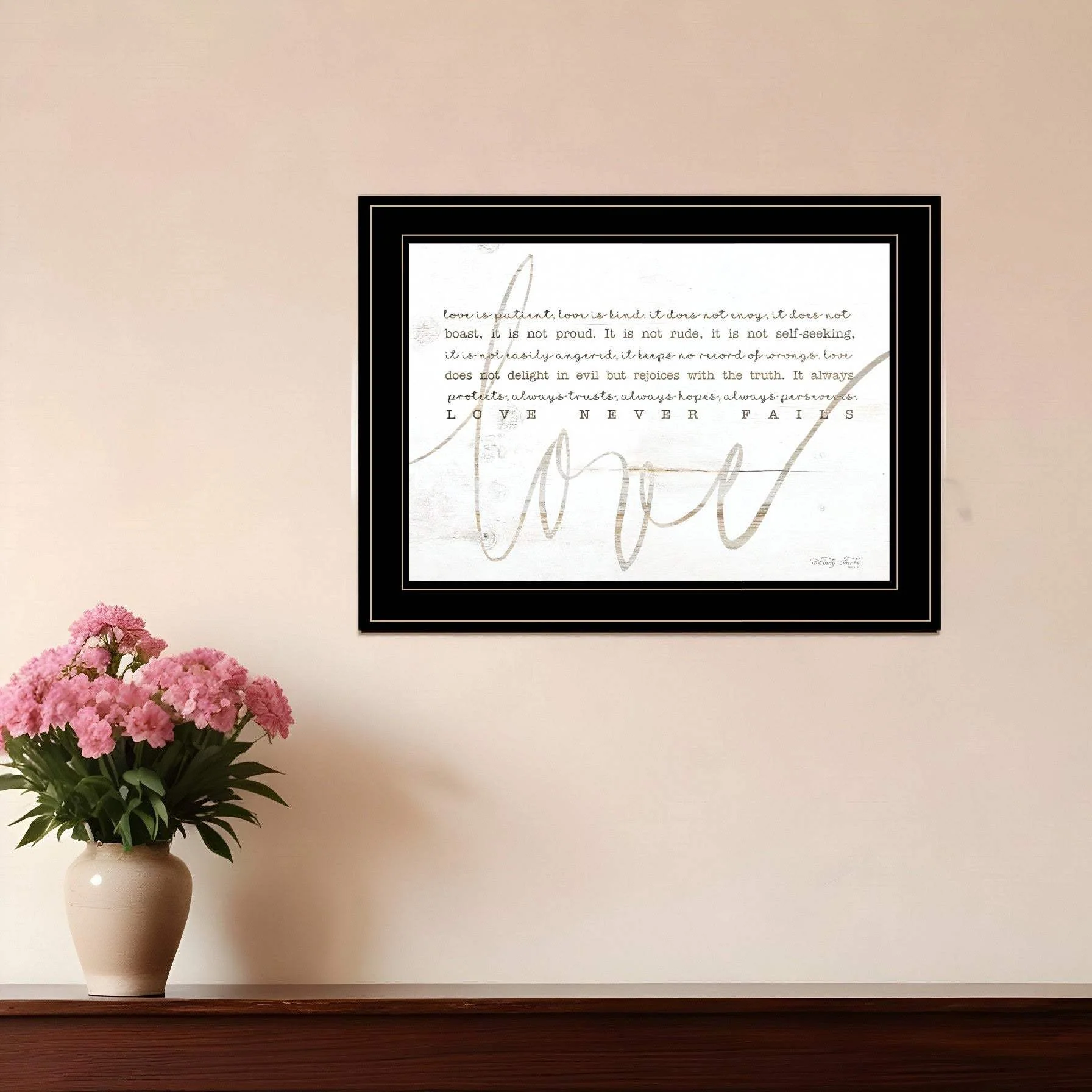 Love Never Fails 3 Black Framed Print Wall Art