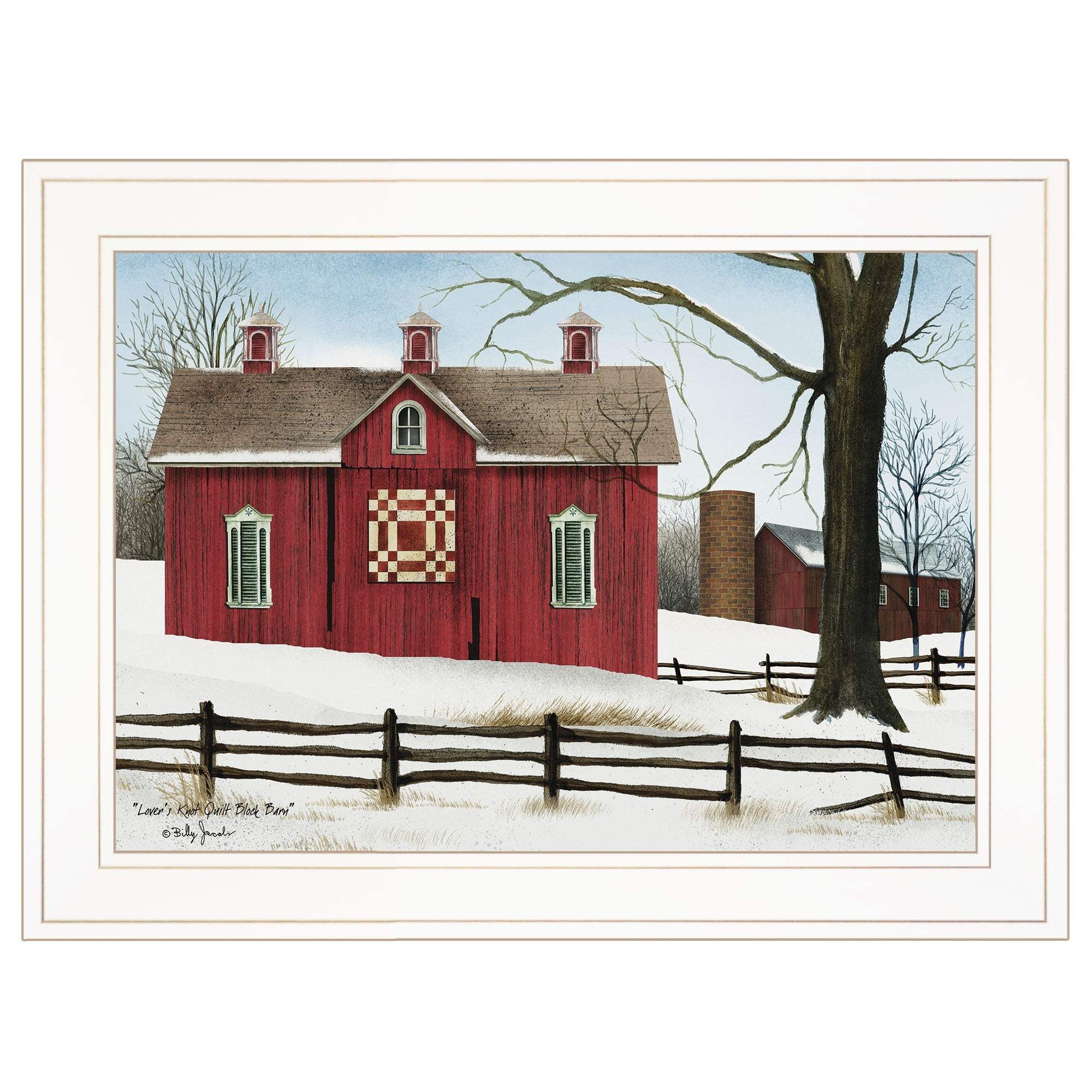 Lovers Knot Quilt Block Barn 1 White Framed Print Wall Art - Image 2