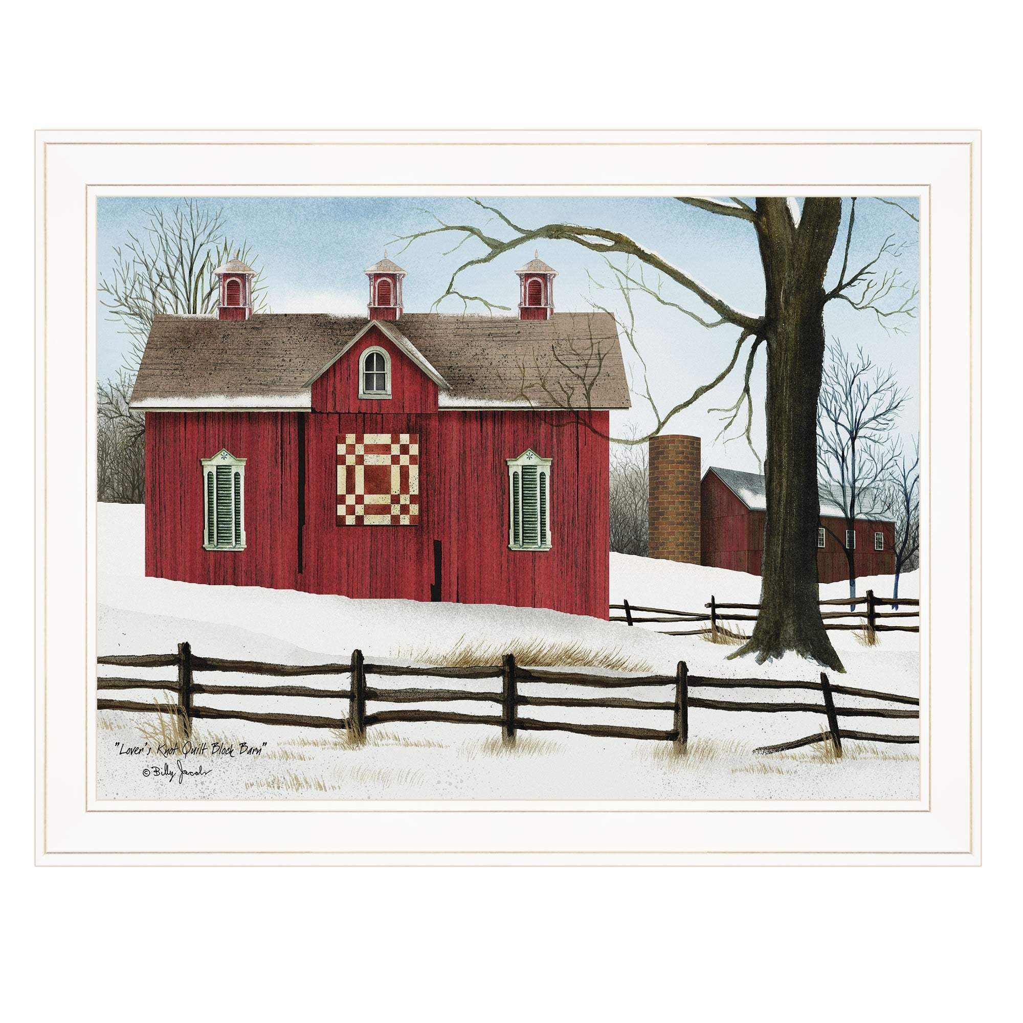 Lovers Knot Quilt Block Barn 3 White Framed Print Wall Art - Image 2