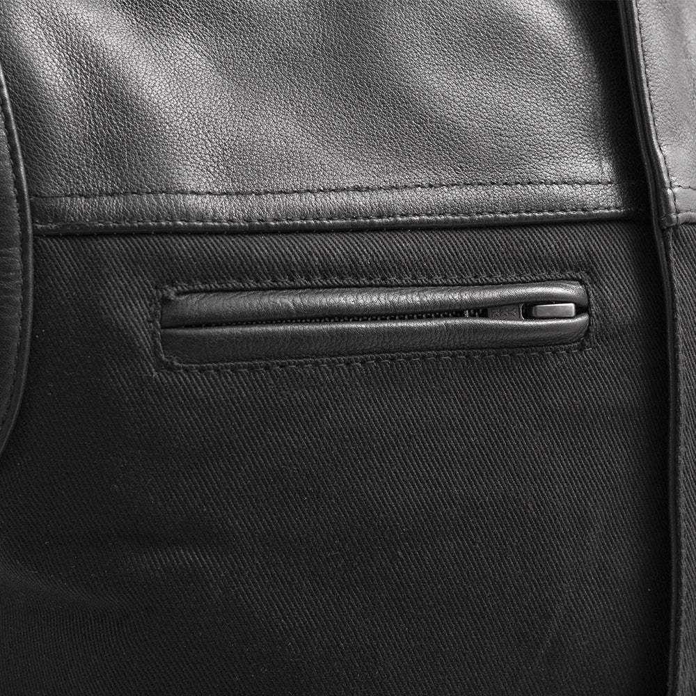 Lowrider Men's Motorcycle Leather/Twill Vest - Image 3