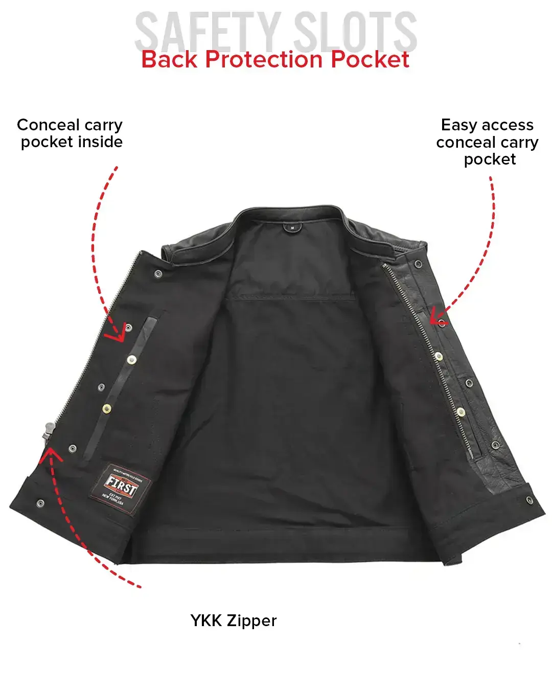Lowrider Men's Motorcycle Leather/Twill Vest - Image 6