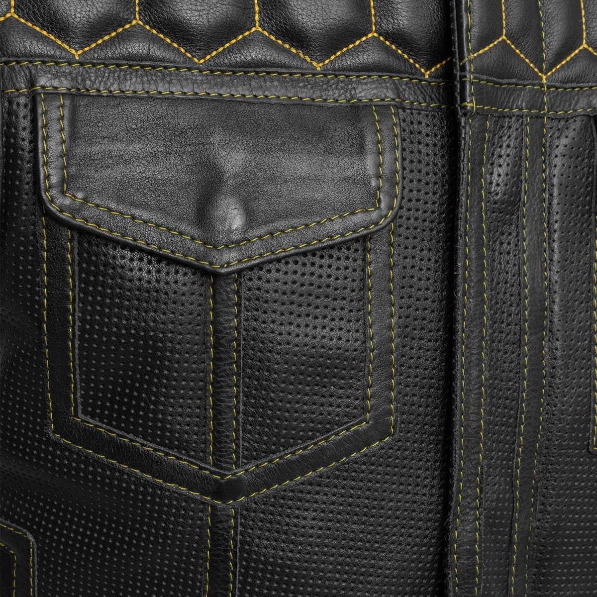 Lowside Hornet Perforated Men's Club Style Leather Vest - Image 4
