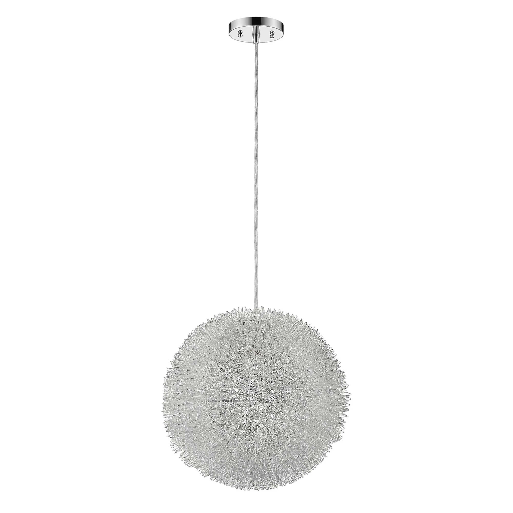 Luminary 1-Light Metallic Silver Pendant With Hand Woven Aluminum Wire Shade (12") - Image 3