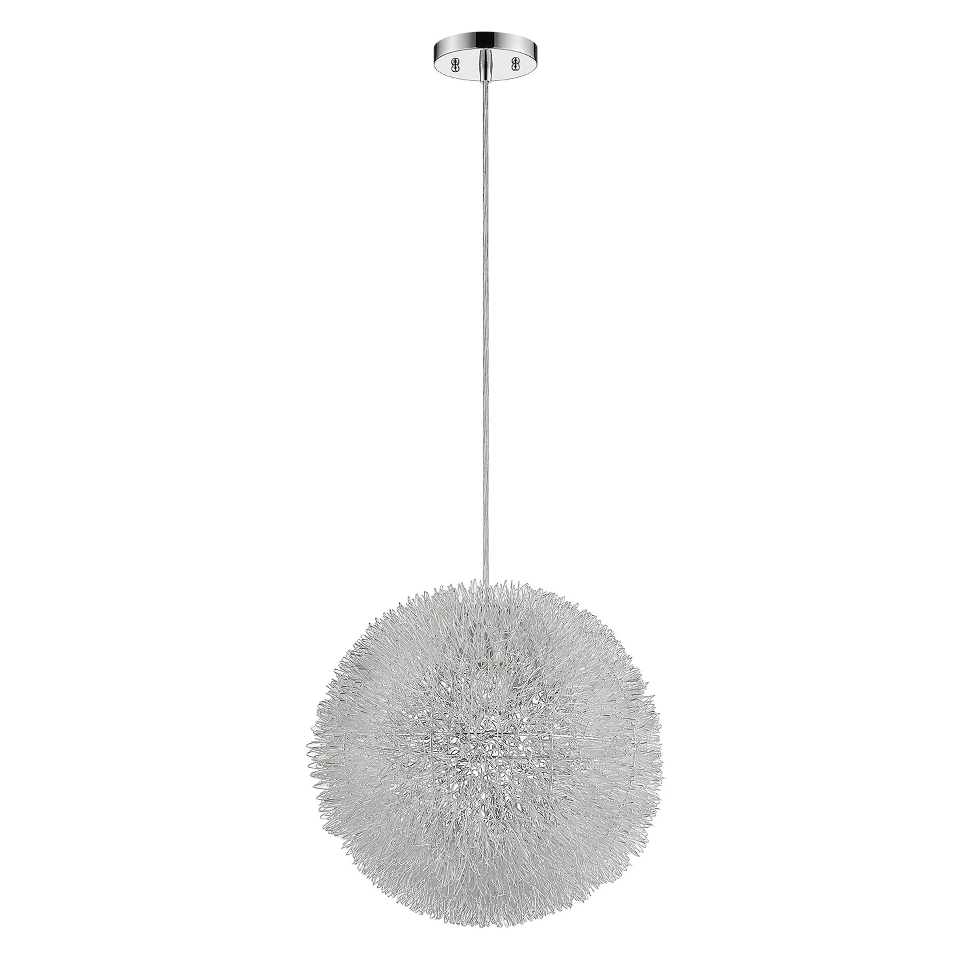 Luminary 1-Light Metallic Silver Pendant With Hand Woven Aluminum Wire Shade (12") - Image 4