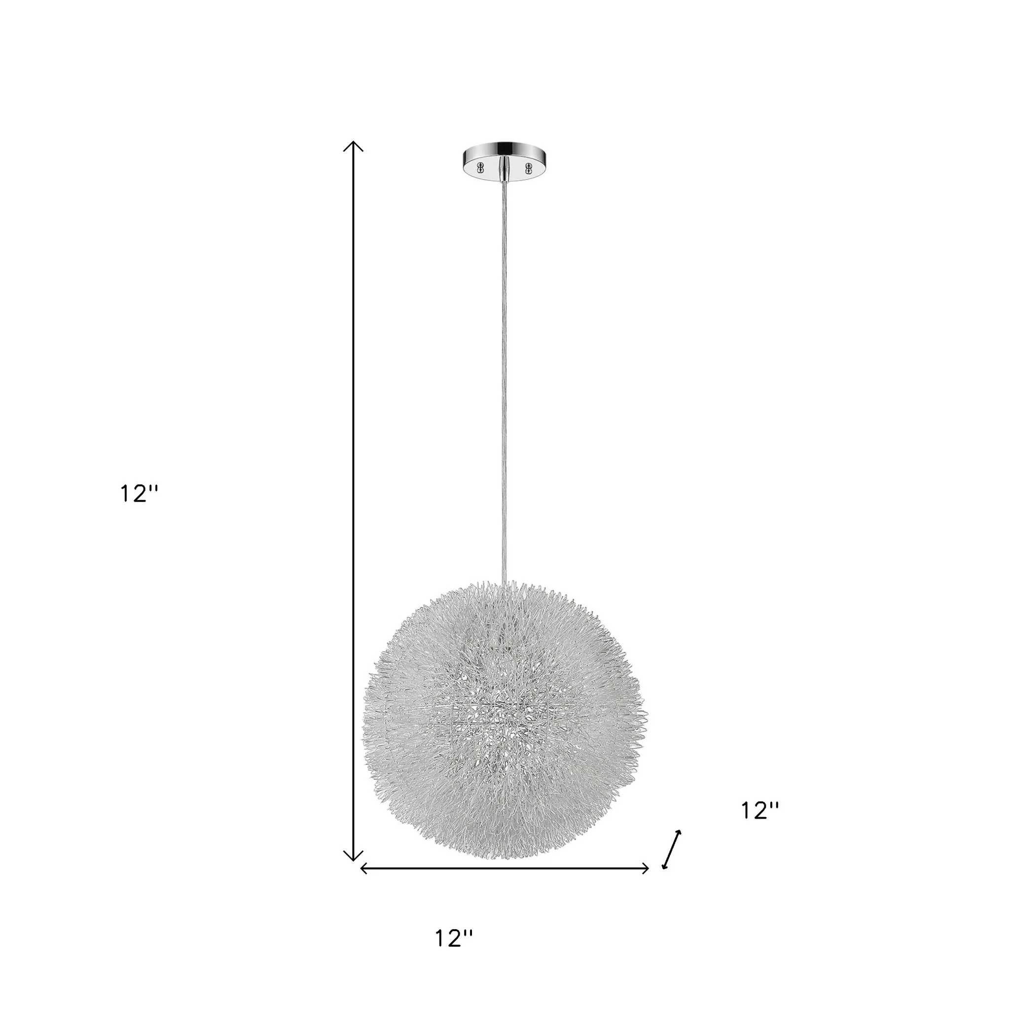 Luminary 1-Light Metallic Silver Pendant With Hand Woven Aluminum Wire Shade (12") - Image 5