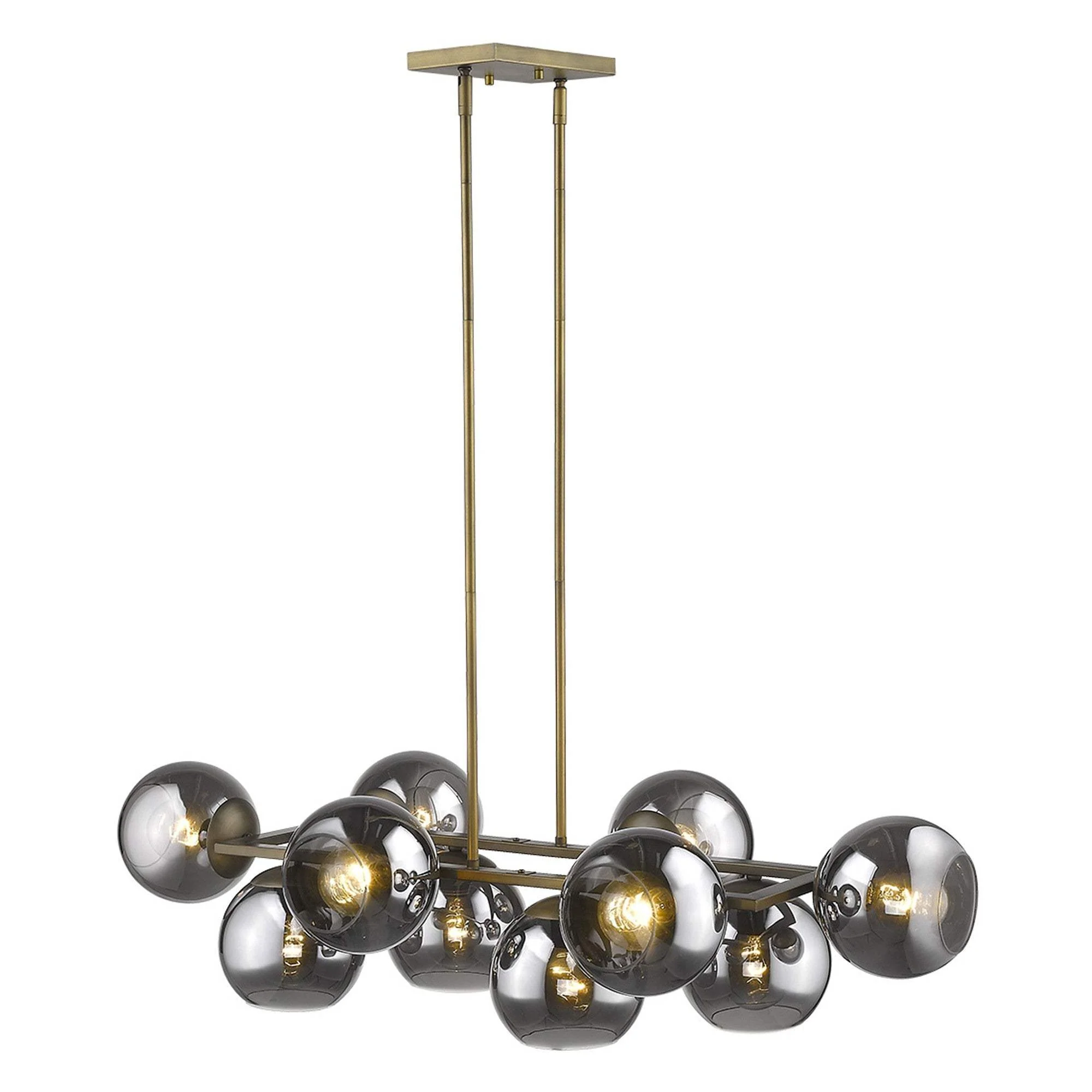 Lunette 10-Light Aged Brass Island Pendant - Image 6