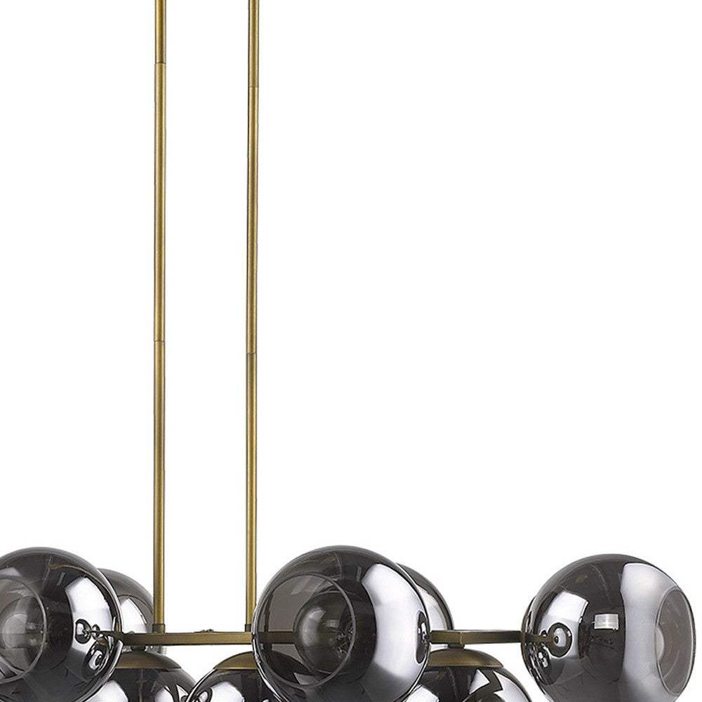 Lunette 10-Light Aged Brass Island Pendant - Image 9