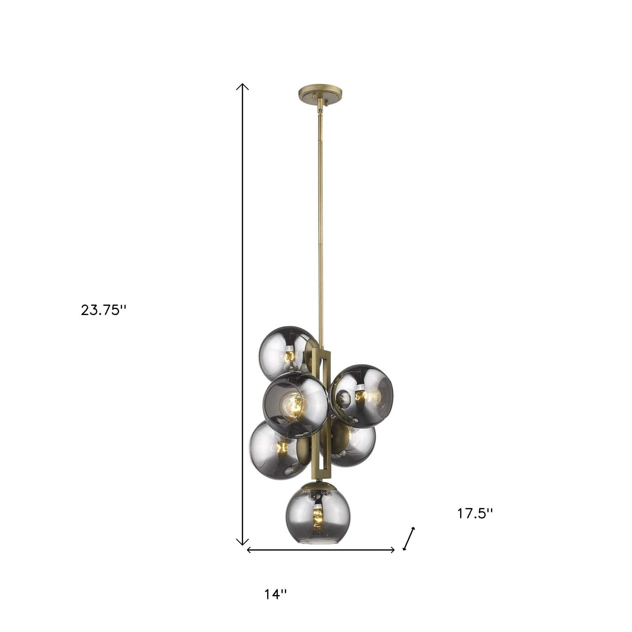 Lunette 6-Light Aged Brass Pendant - Image 8