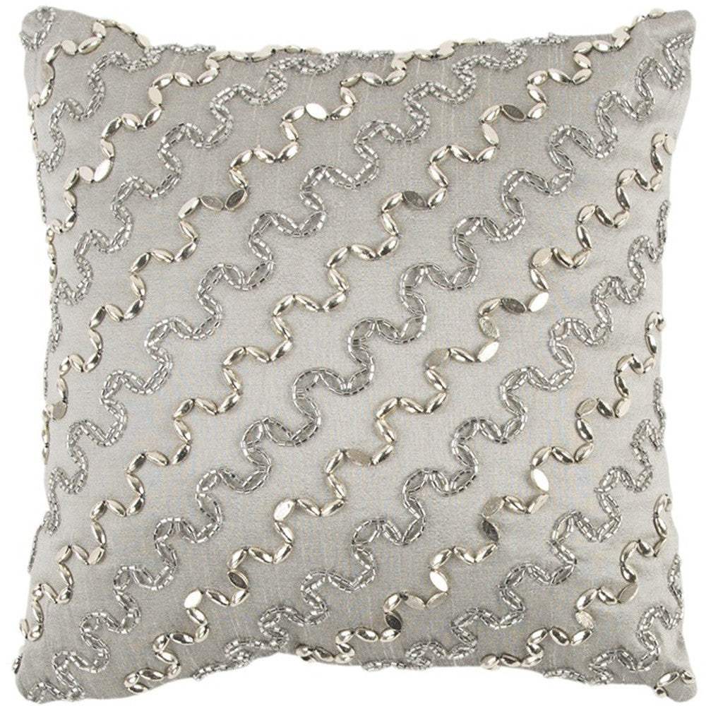 Lux Silver and Gold Beaded Chevron Throw Pillow - Image 6