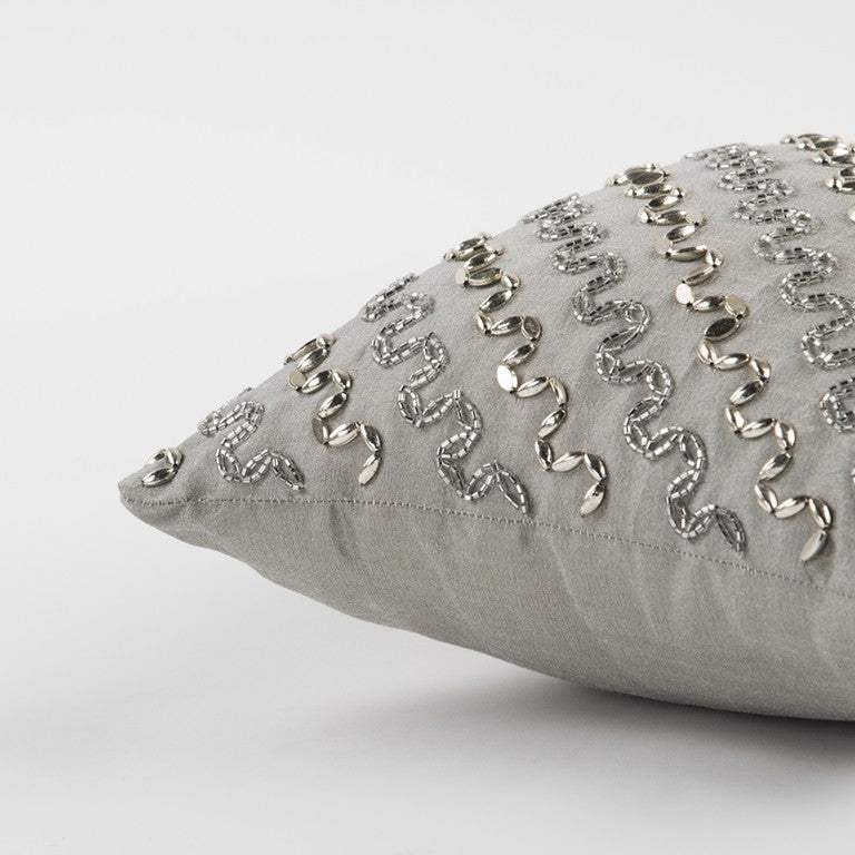 Lux Silver and Gold Beaded Chevron Throw Pillow - Image 7