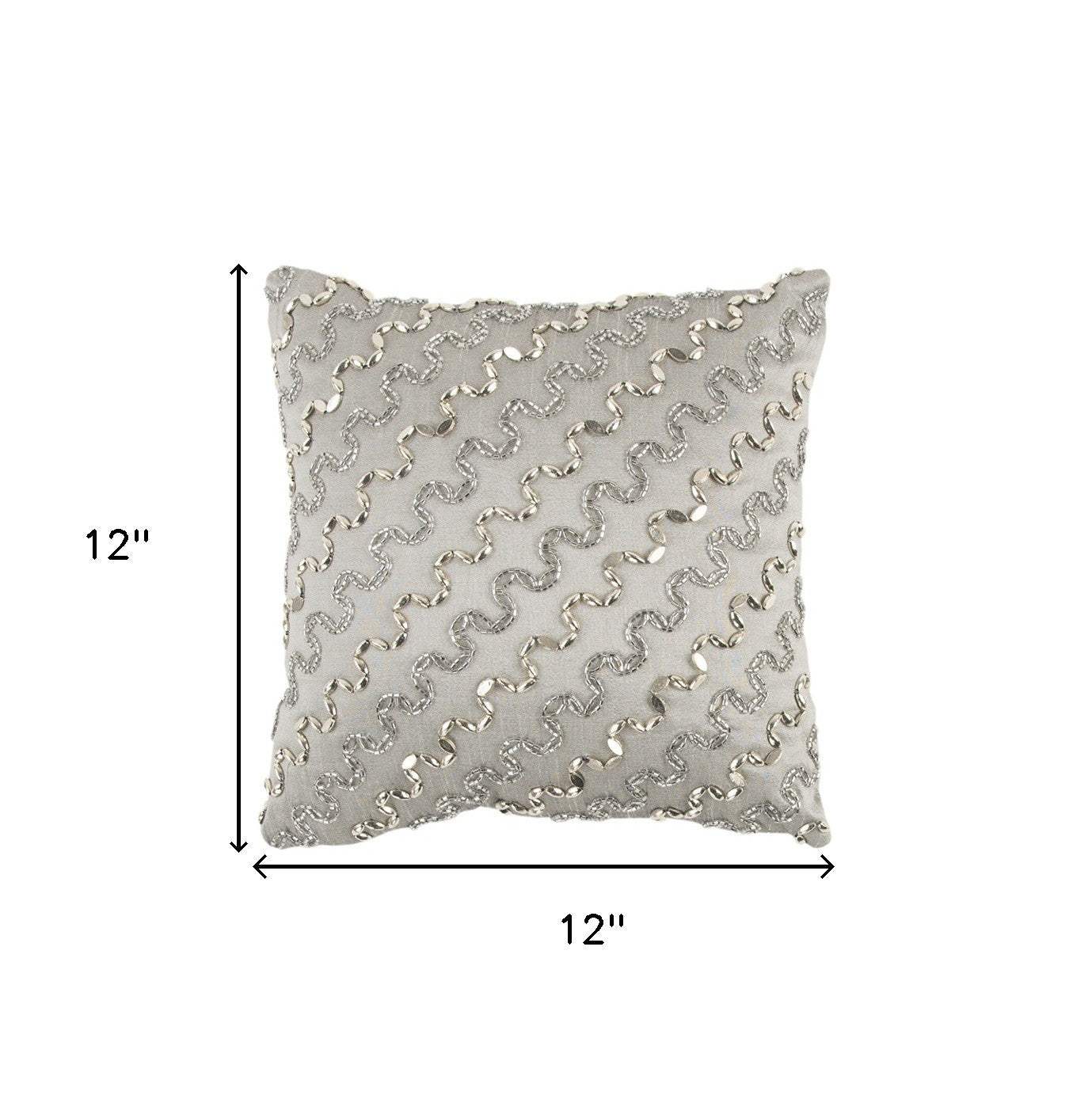 Lux Silver and Gold Beaded Chevron Throw Pillow - Image 8