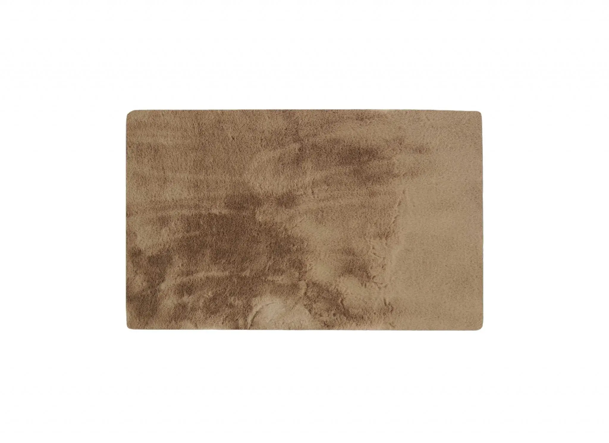 Luxe Faux Rabbit Fur Rectangular Rug 3' X 5'   - Taupe - Image 2