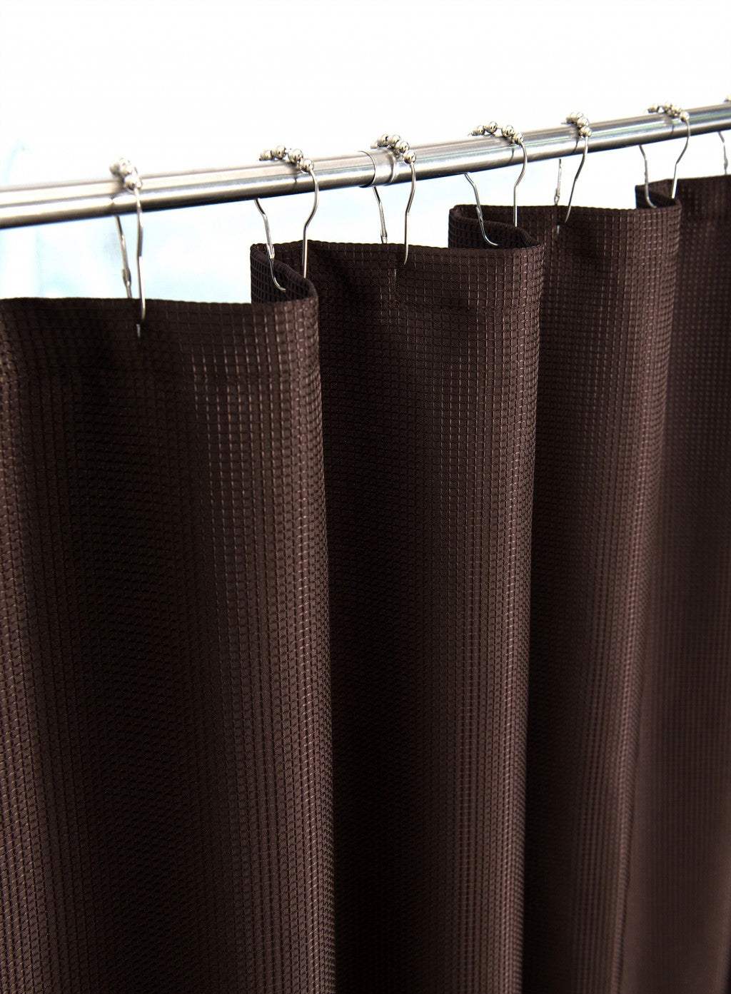 Luxurious Brown Waffle Weave Shower Curtain - Image 2