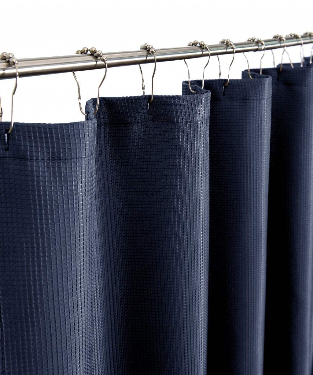 Luxurious Navy Waffle Weave Shower Curtain - Image 2