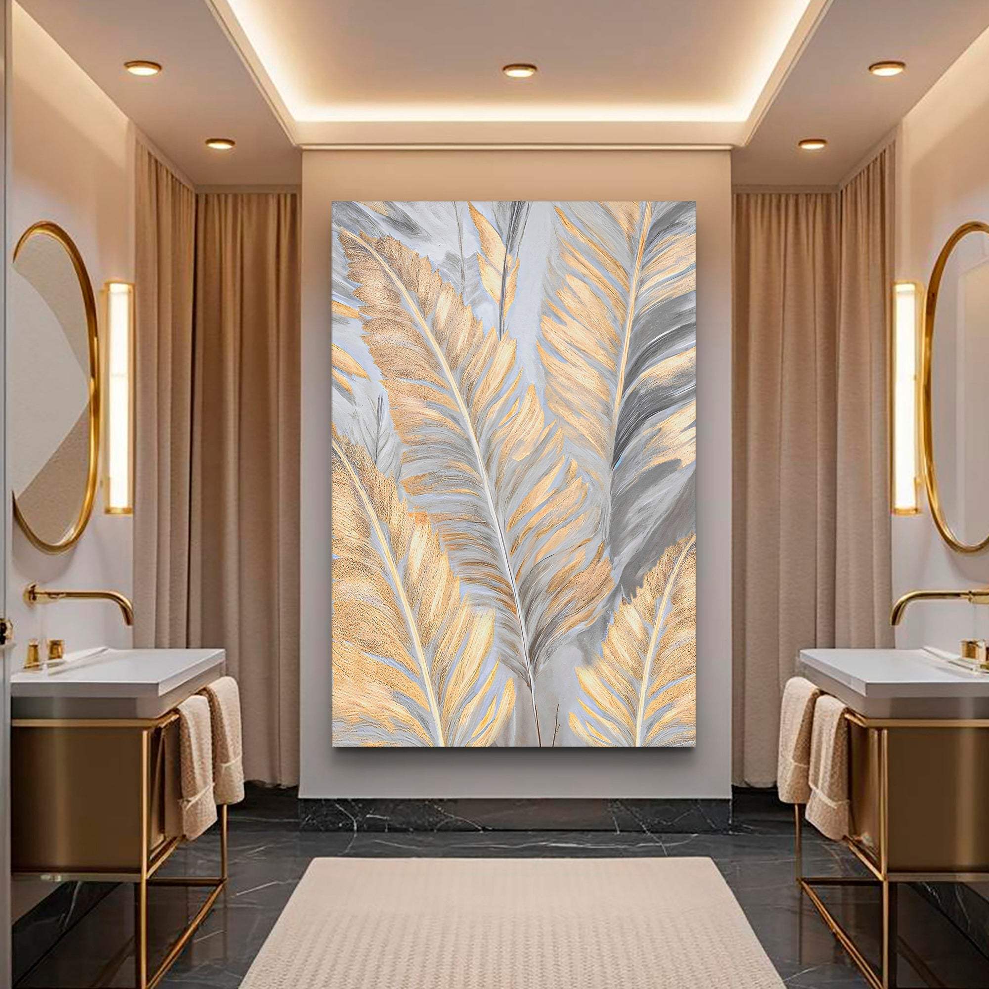 Luxury Gold and Silver Leaf Wall Art - Image 3