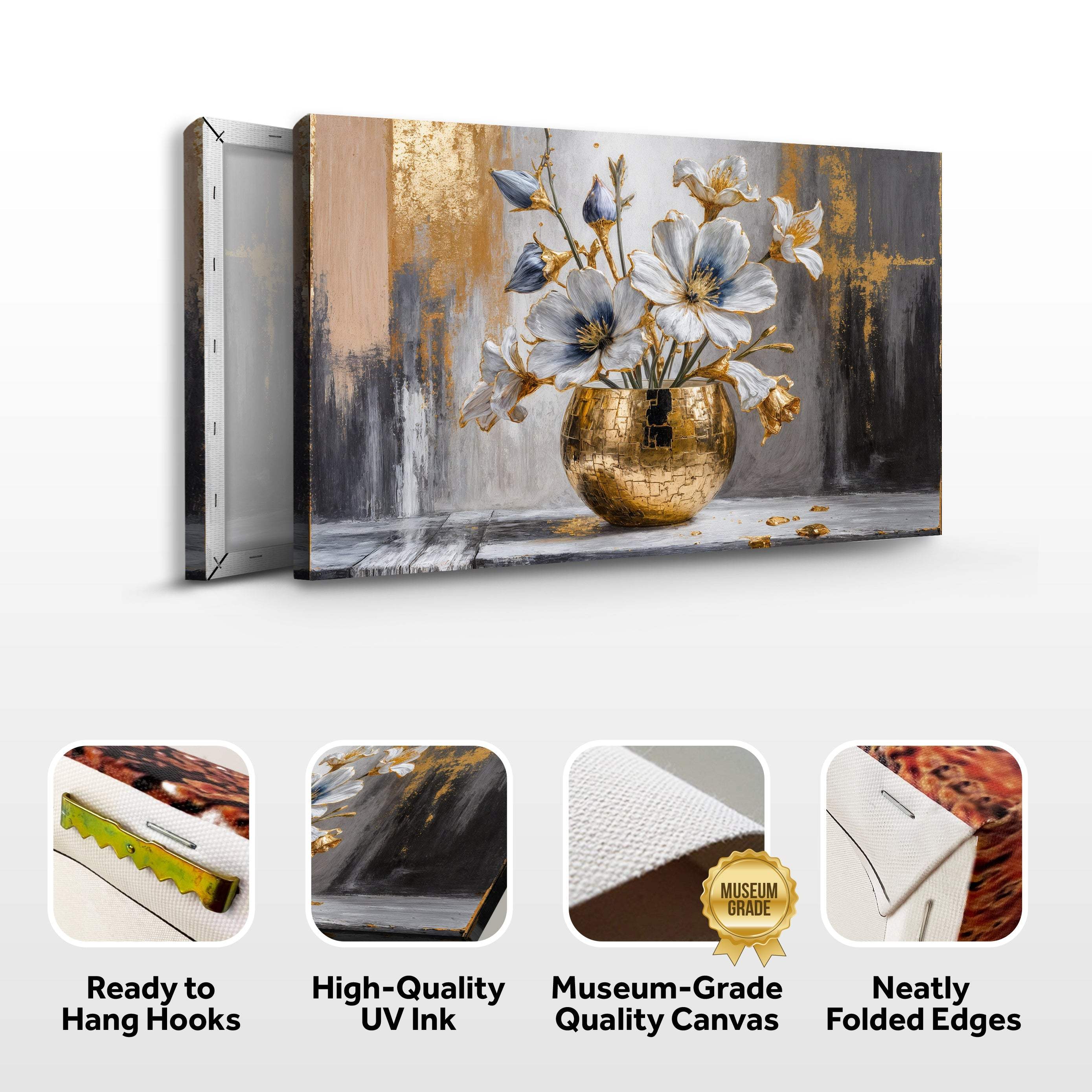Magnolia Bloom in Gold Abstract Wall Art - Image 8