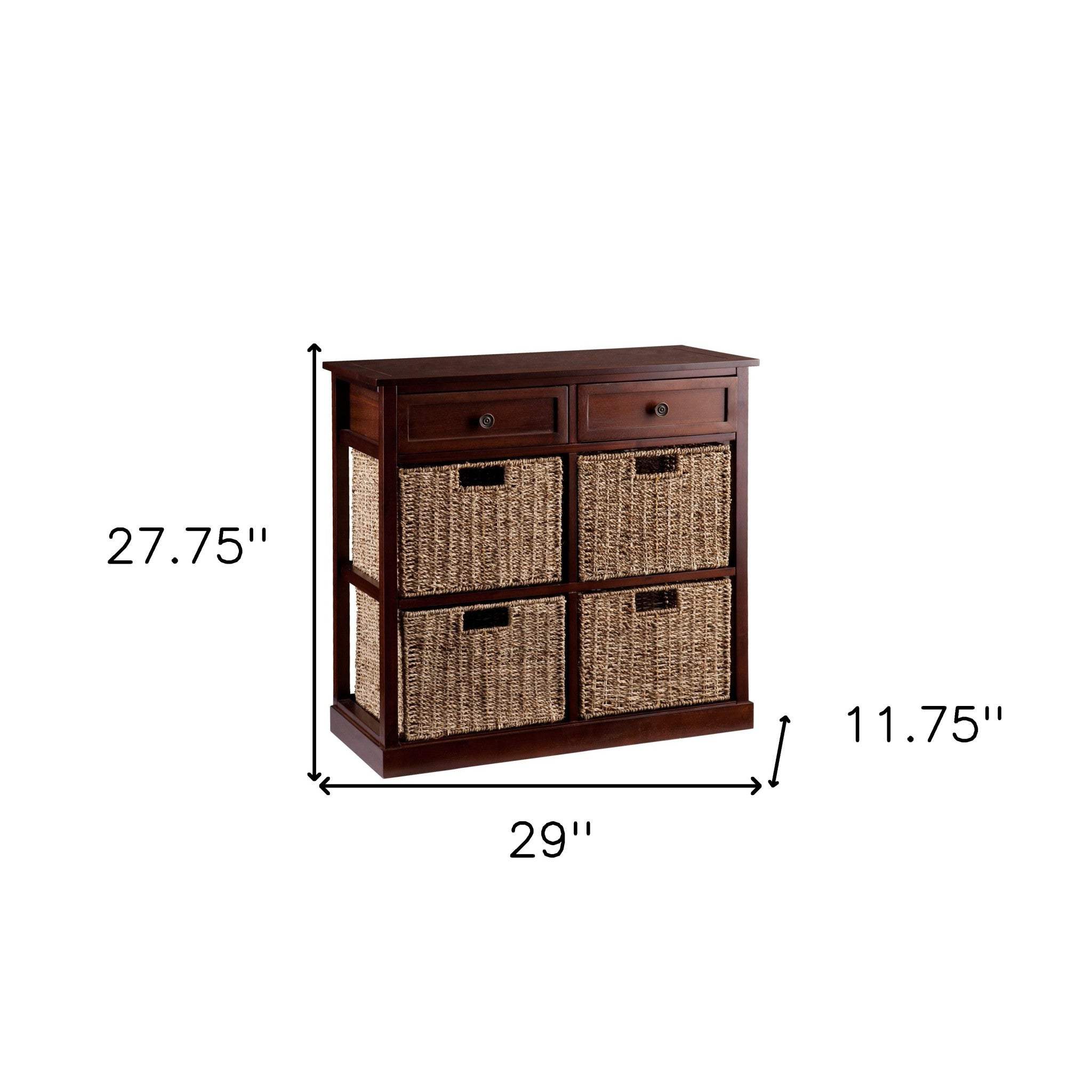 Mahogany and Seagrass Basket Storage Shelving Unit - Image 6