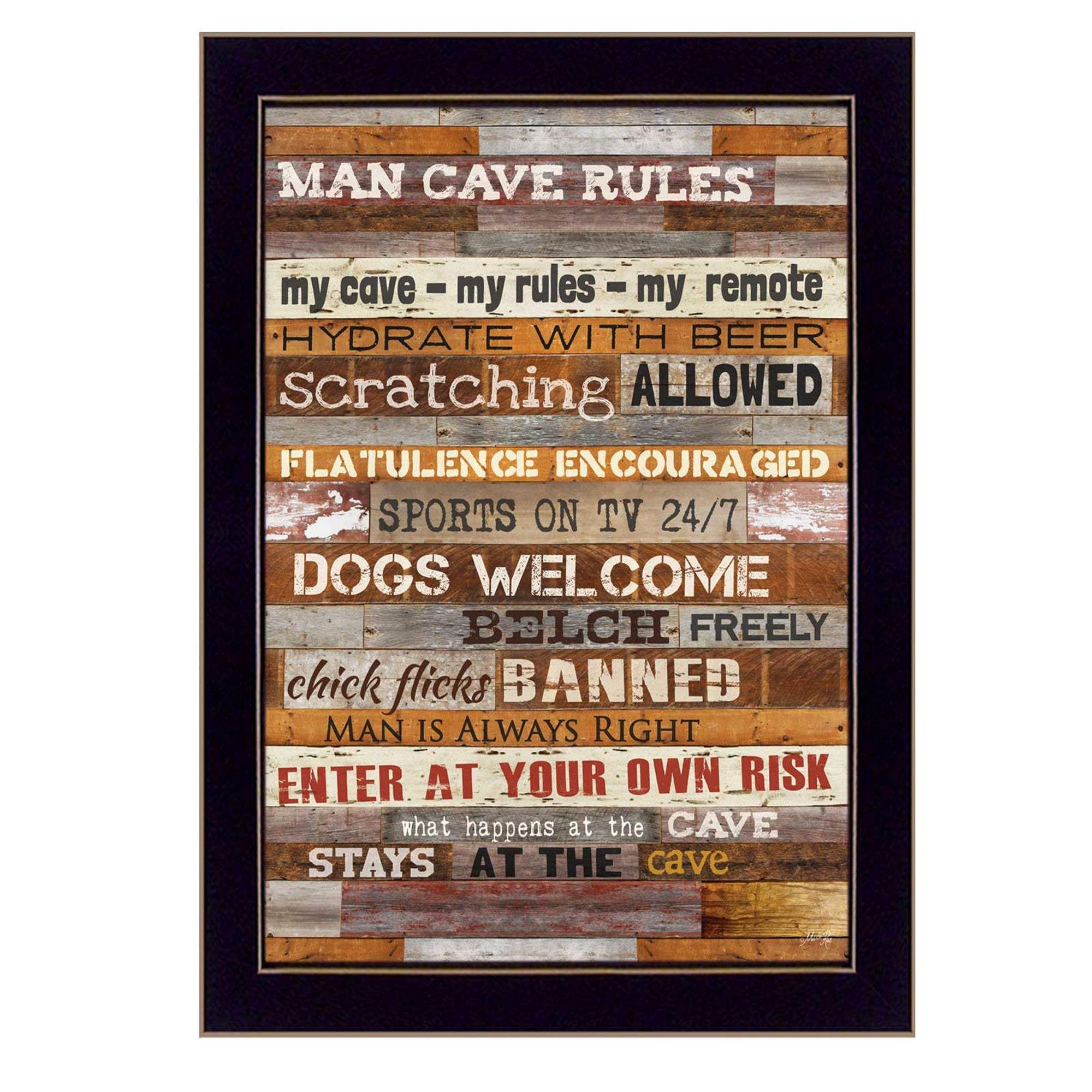 Man Cave Rules 1 Black Framed Print Wall Art - Image 2