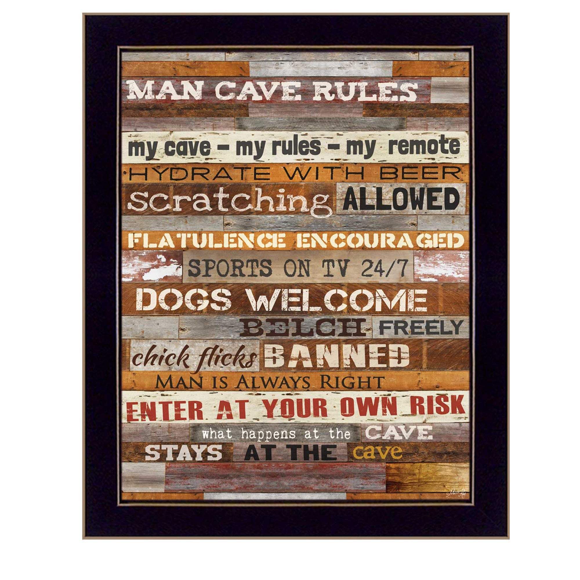 Man Cave Rules 2 Black Framed Print Wall Art - Image 2