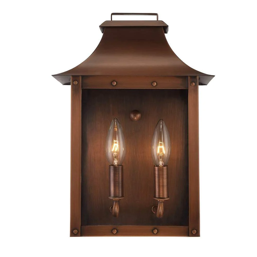 Manchester 2-Light Copper Patina Pocket Wall Light - Image 2
