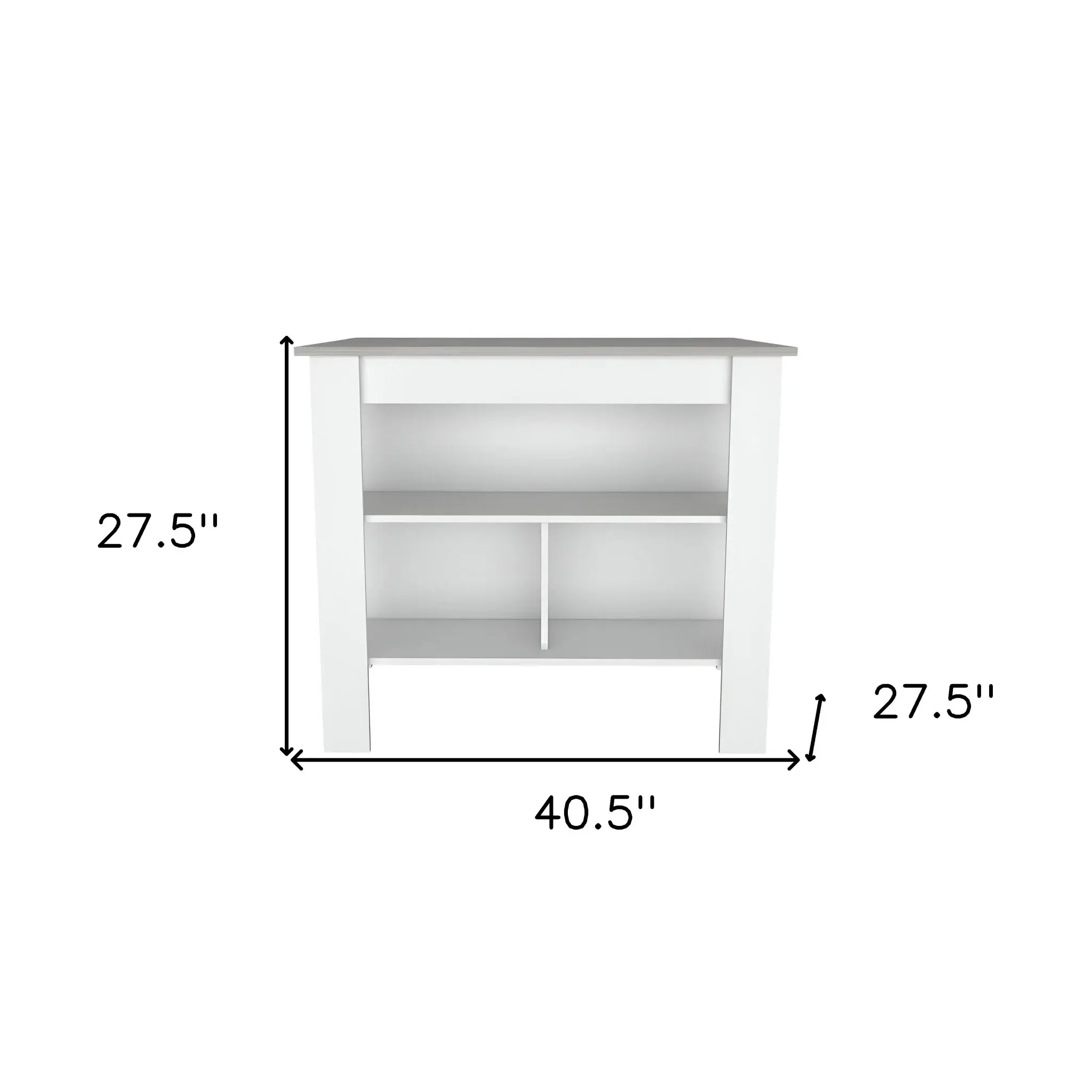 Marble and White Kitchen Island with Three Storage Shelves - Image 8