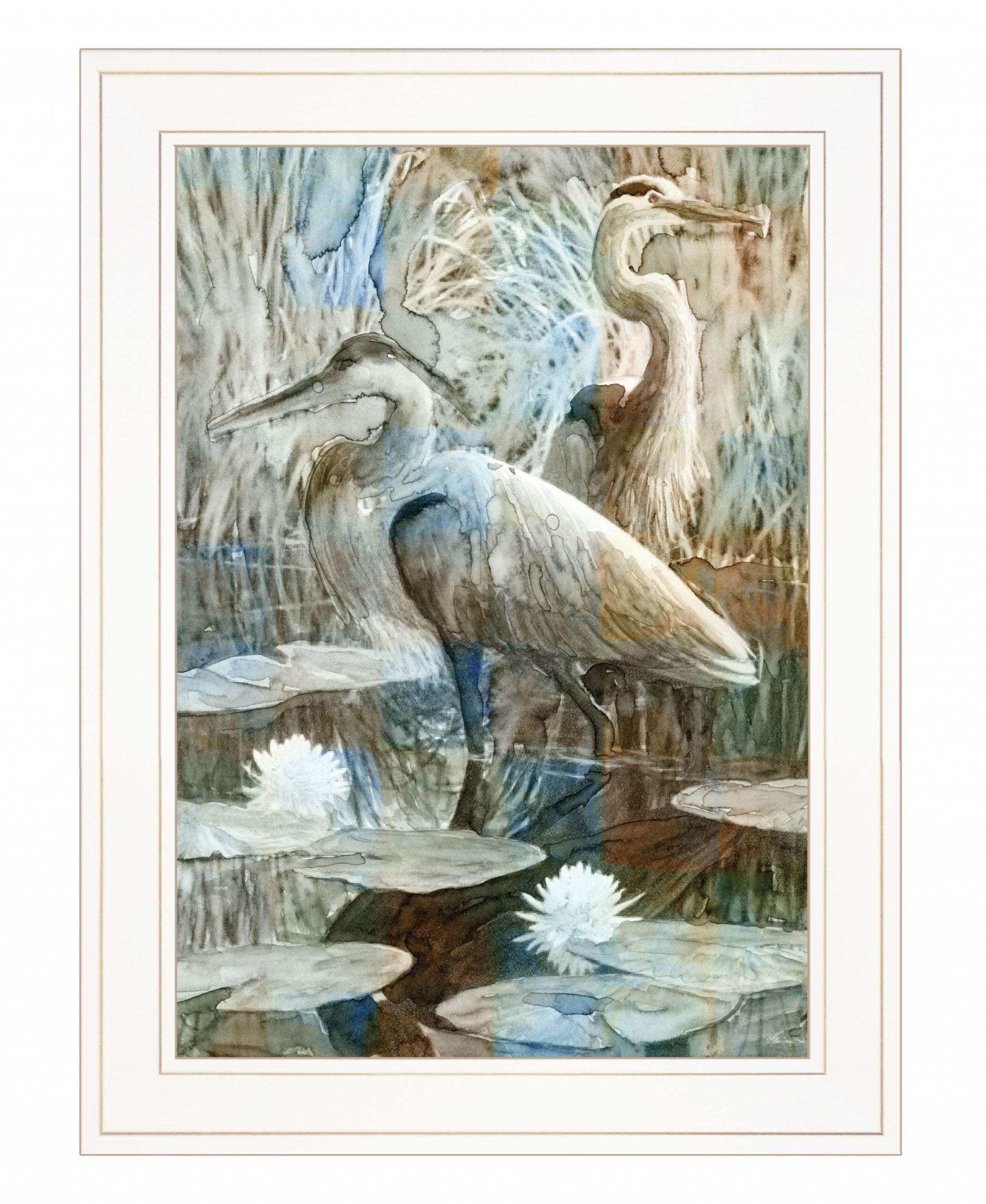 Marsh Herons II 1 White Framed Print Wall Art - Image 2