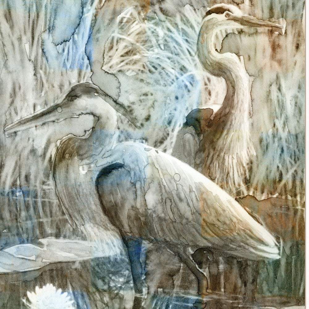 Marsh Herons II 1 White Framed Print Wall Art - Image 4