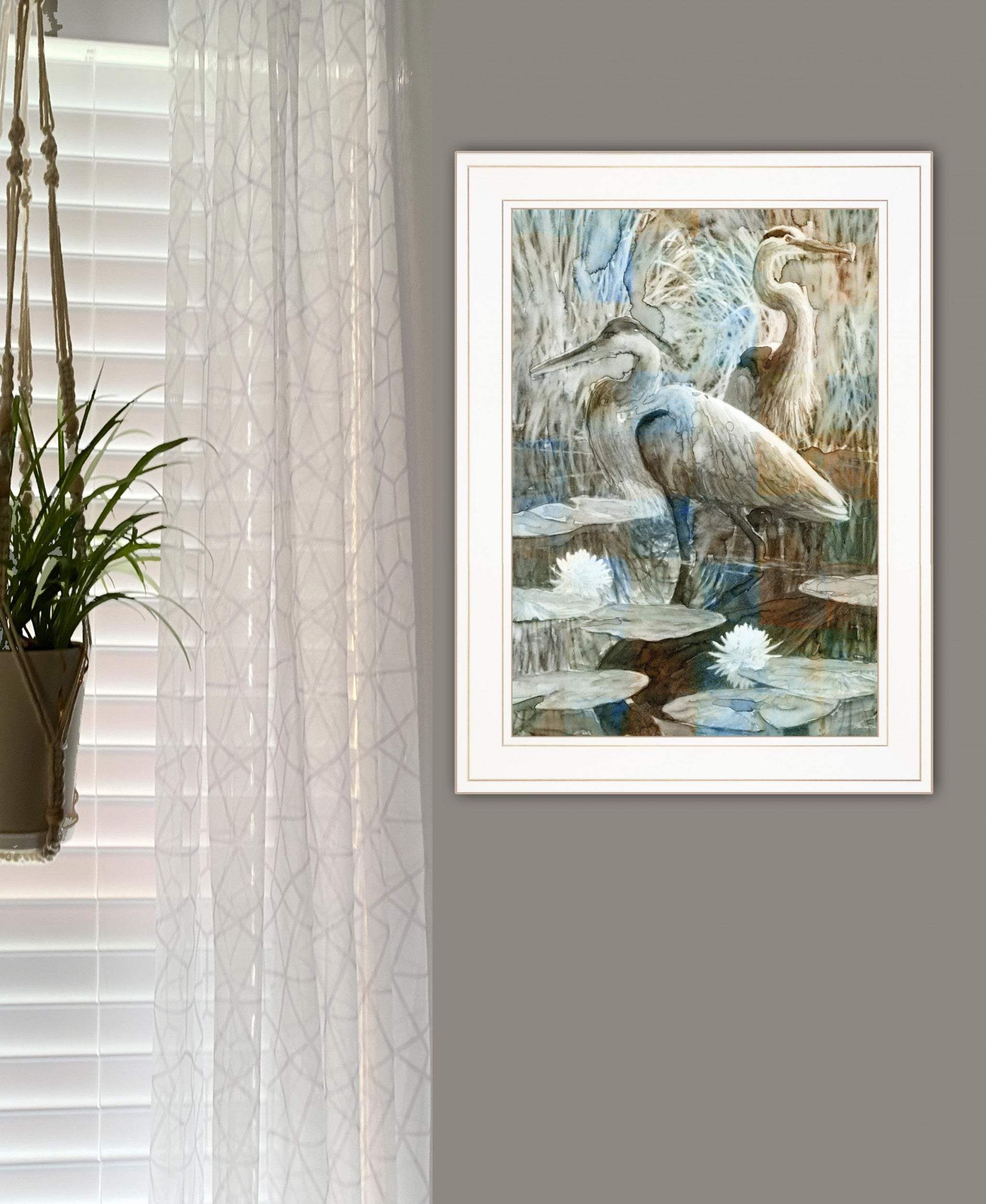 Marsh Herons II 1 White Framed Print Wall Art - Image 5