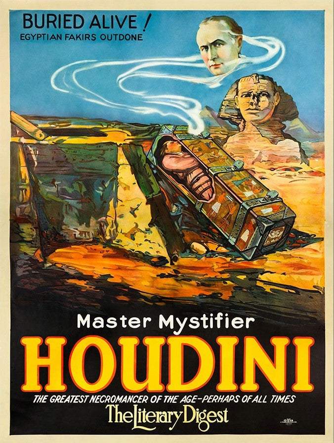 Master Mystifier Houdini Vintage Magic Unframed Print Wall Art - Image 2