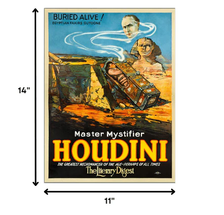 Master Mystifier Houdini Vintage Magic Unframed Print Wall Art - Image 5