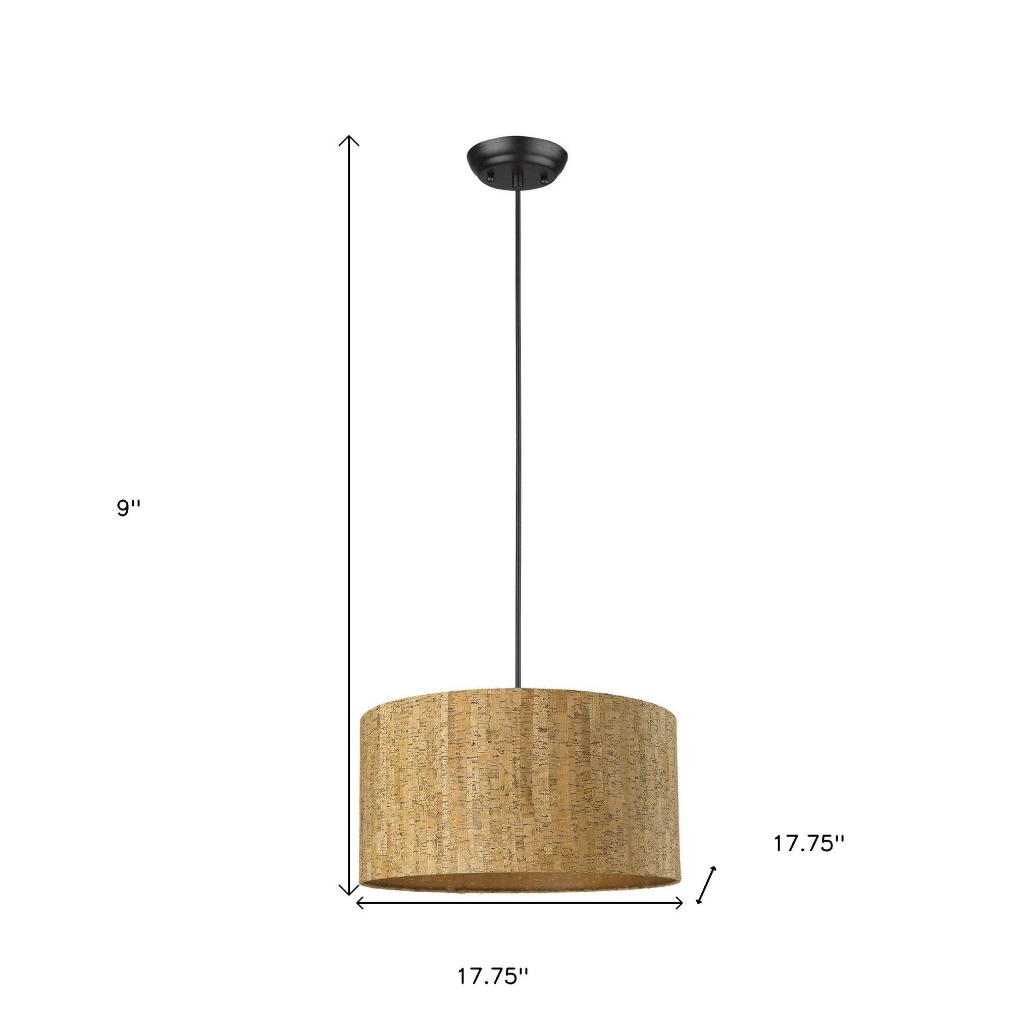 Matte Black Cork Shade Modern One Light Hanging Pendent Lamp - Image 7