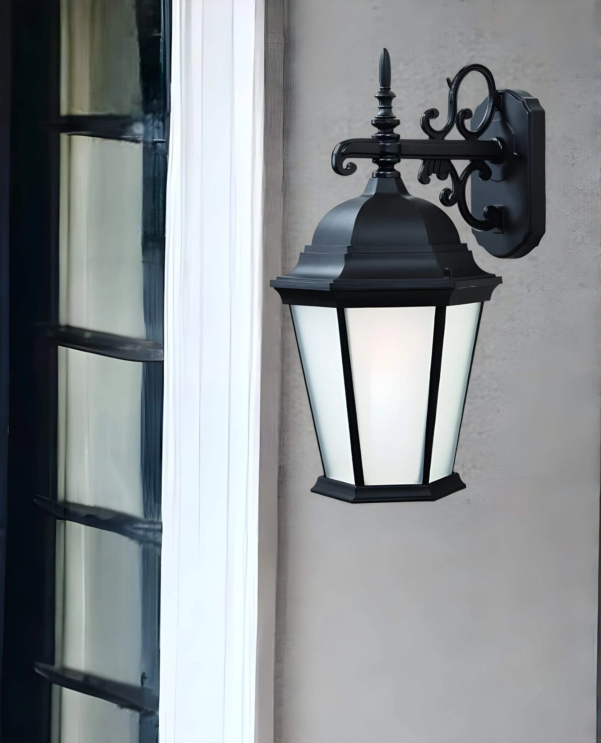 Matte Black Domed Hanging Lantern Wall Light - Image 2