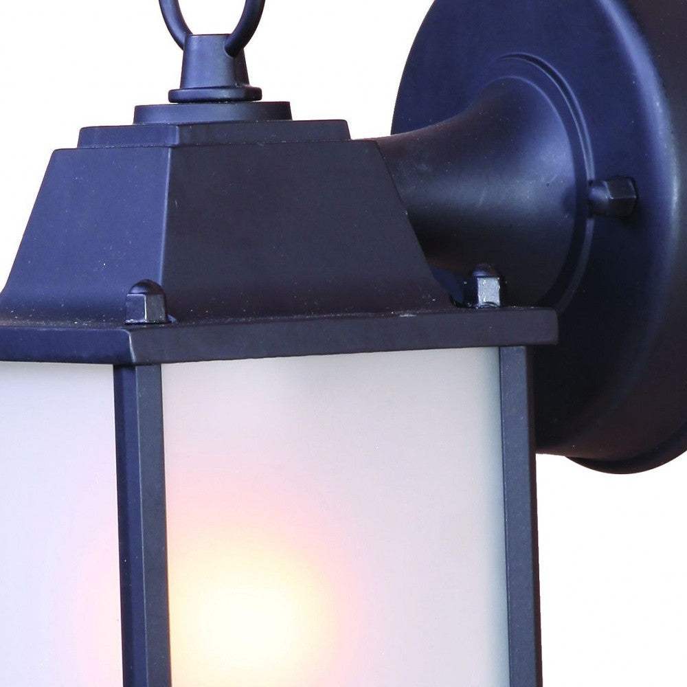 Matte Black Hanging Frosted Glass Lantern Wall Light - Image 4