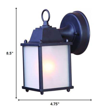 Matte Black Hanging Frosted Glass Lantern Wall Light - Image 6