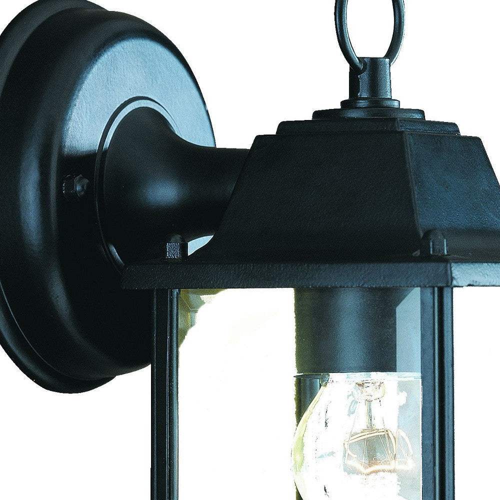 Matte Black Hanging Glass Lantern Wall Light - Image 5