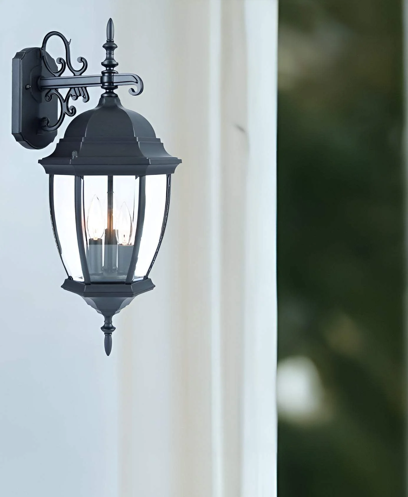 Matte Black Hanging Ornamental Lantern Wall Light - Image 2