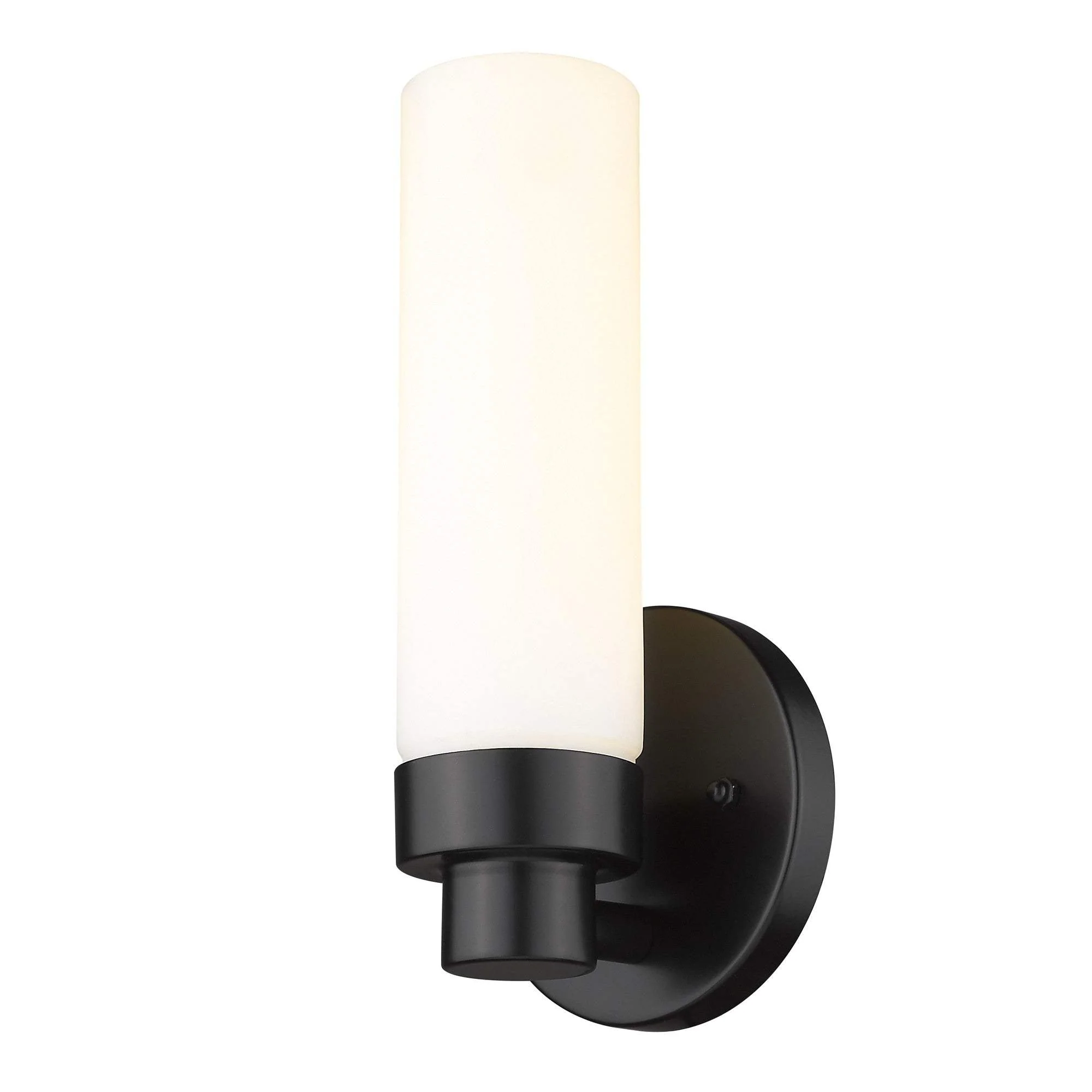 Matte Black Wall Light with Narrow Frosted Glass Shade - Image 2
