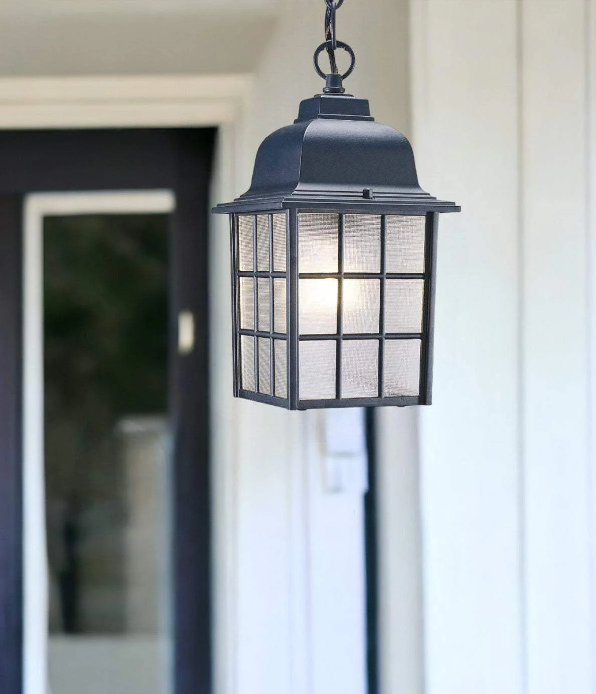 Matte Black Window Pane Lantern Hanging Light - Image 2